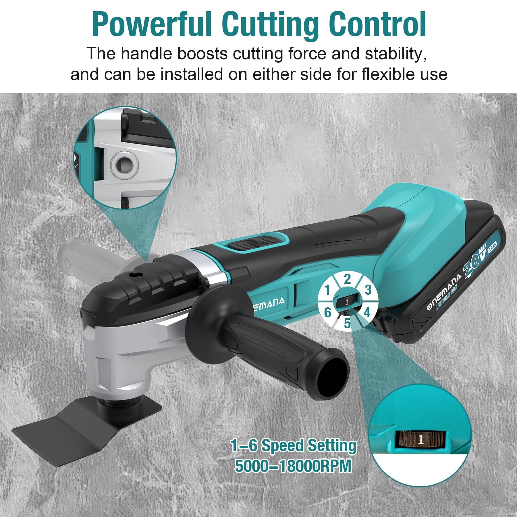 Herramienta Multifunción Oscilante inalámbrica Brushless | Set de Herramientas Oscilantes + Sierra Oscilante para Cortar, Clavar, Rascar & Pulir | Solo Herramienta (Sin Accesorios)