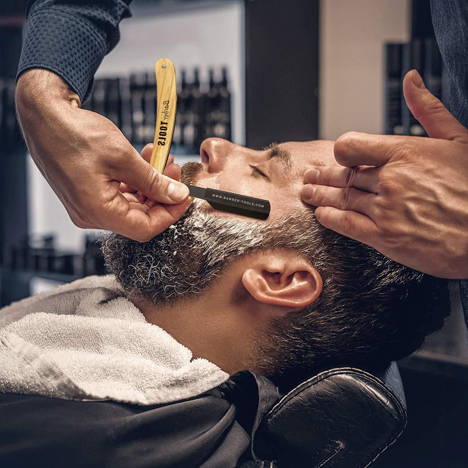 Kit de Rasage Homme Complet – Rasoir de Barbier Coupe-Choux à Lame Interchangeable avec Lames, Gel de Rasage Transparent, Stick d’Alun, Chiffon & Étui de Rangement BARBER TOOLS
