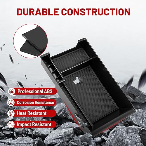 Miniatura 7 de RED WOLF Bandeja organizadora de consola central para BMW 2014-2016 X5 F15 2015-2019 X6 F16, caja de reposabrazos con orificio preservado para cable