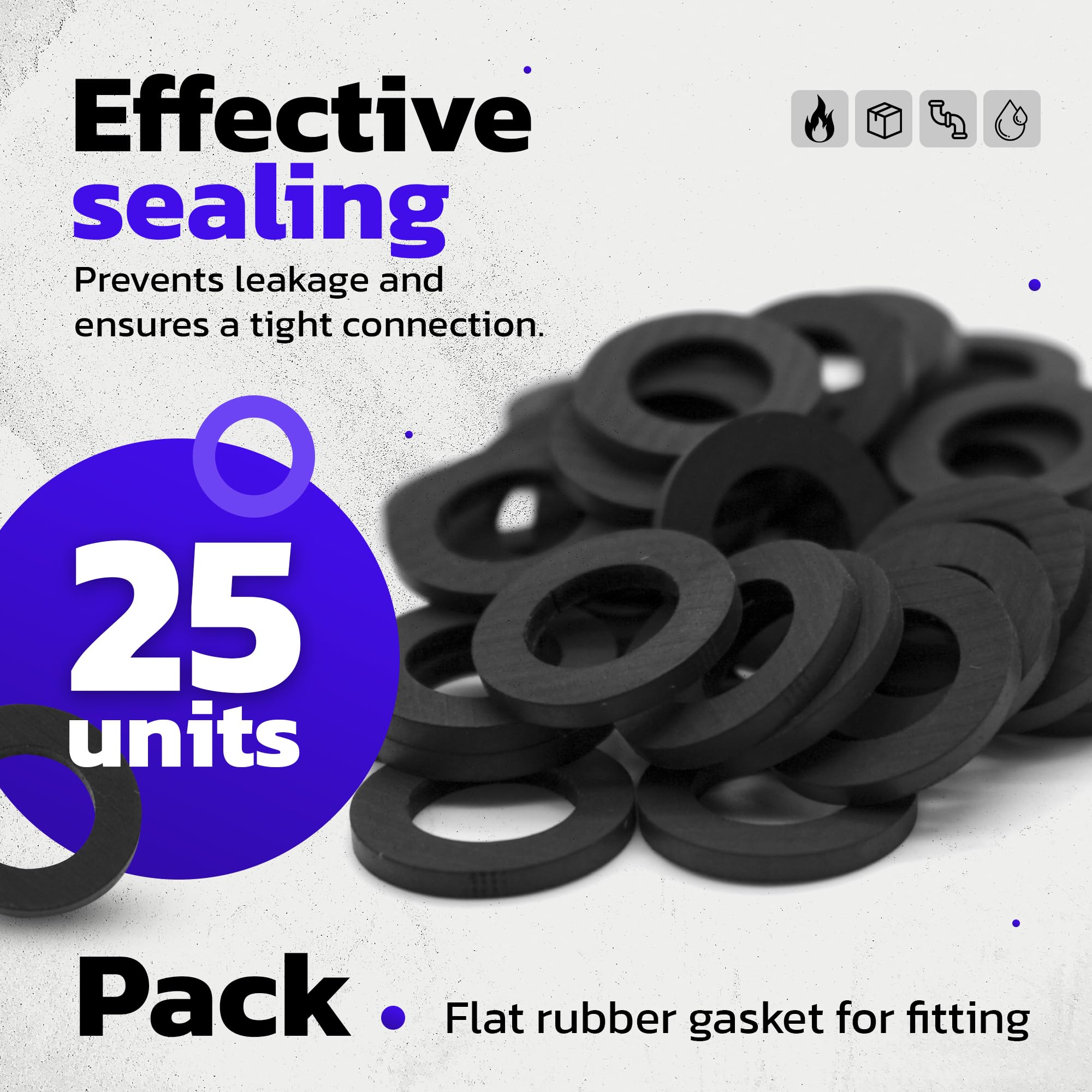 DOJA Barcelona Flat rubber washer, Shower hose washer, Rubber tap, Flat, Shower hose, Tap 3/4" Pack 25 - Image 4