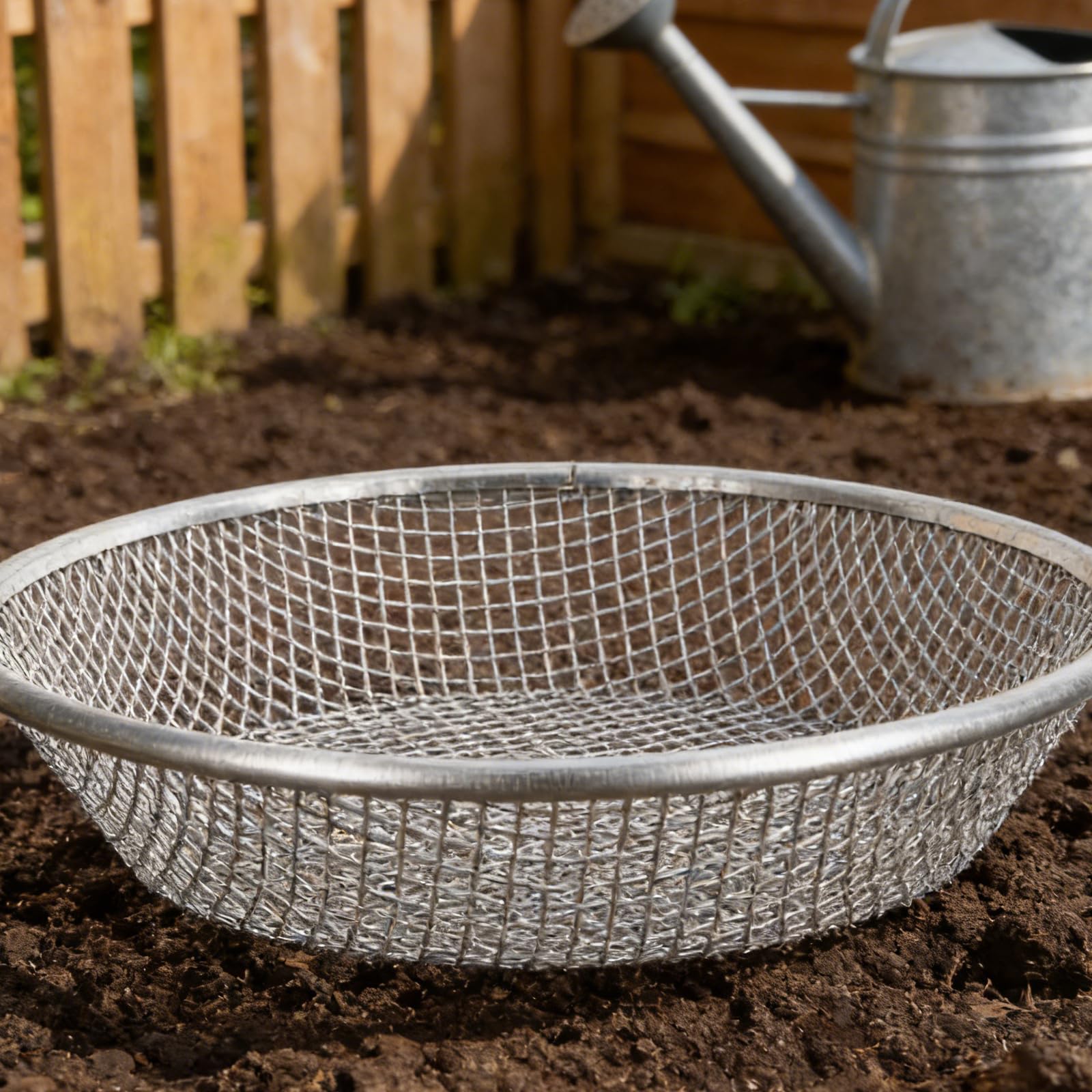 Setaccio da Giardino in Ferro Zincato 12" Setaccio per Terreno Orticolo e Compost Maglie da 3 Mm e 6 Mm, Set di 2 Pezzi Leggero per Bonsai, Sabbia e Ghiaia, Uso Domestico