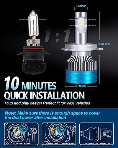 Miniatura 7 de Combriller H4 9003 - Bombillas LED para faros delanteros de 6500 K color blanco xenón Canbus H4 9003 bombillas LED para faros delanteros de 16000 lm