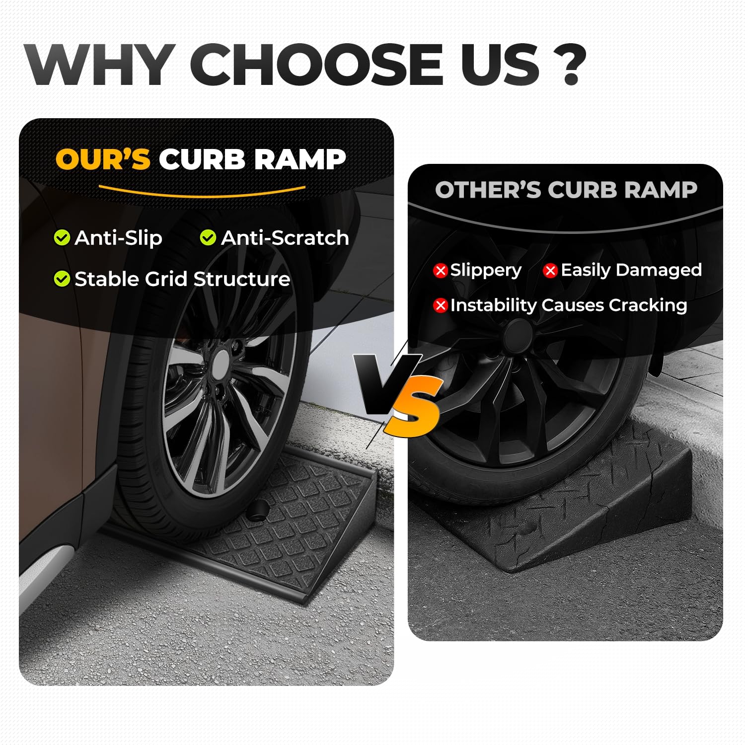 Auto Dynasty Gumowe rampy krawężnikowe 5 cm H do chodnika podjazdowego