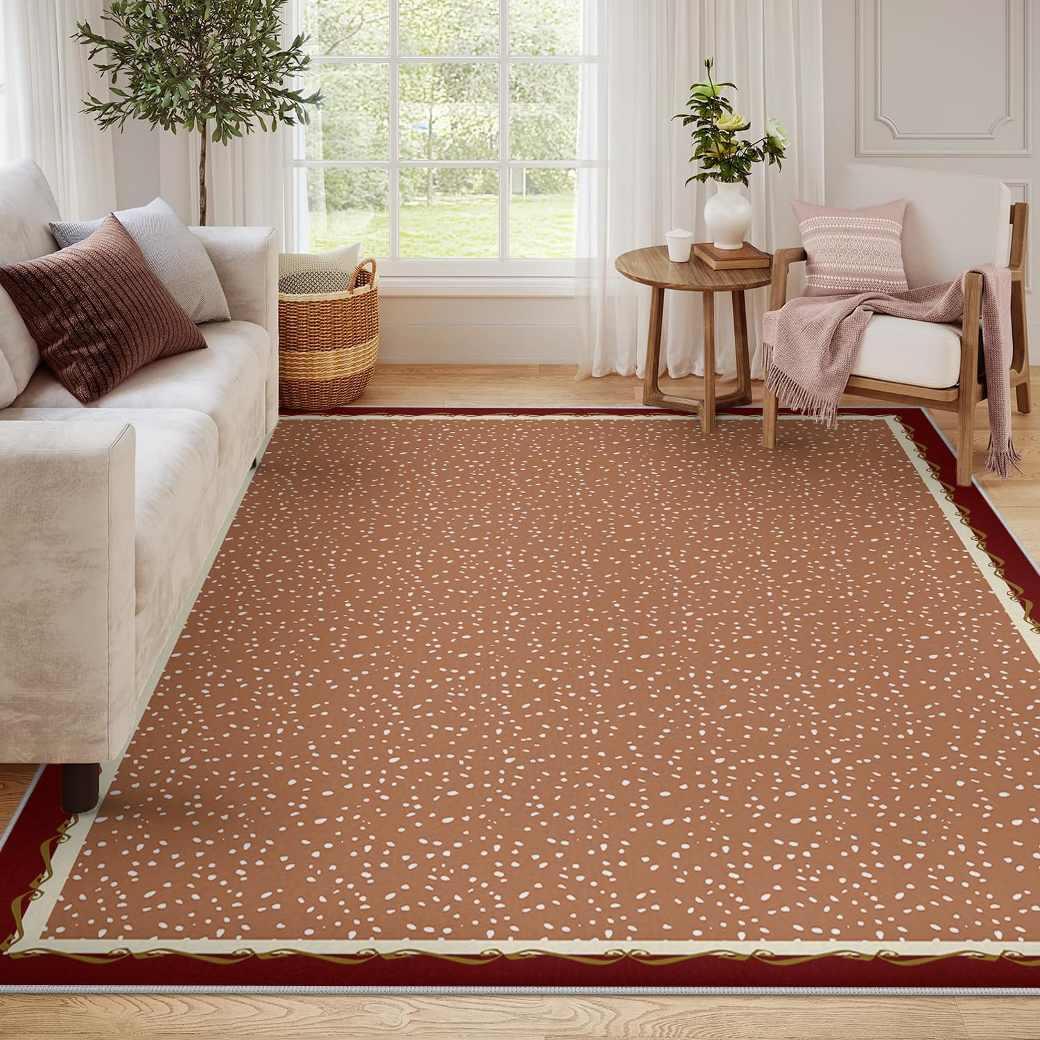 Tappeti lavabili color terracotta per soggiorno tappeti antiscivolo e antiscivolo con macchie ultra morbide per camera da letto sala da pranzo sala giochi 100x150cm