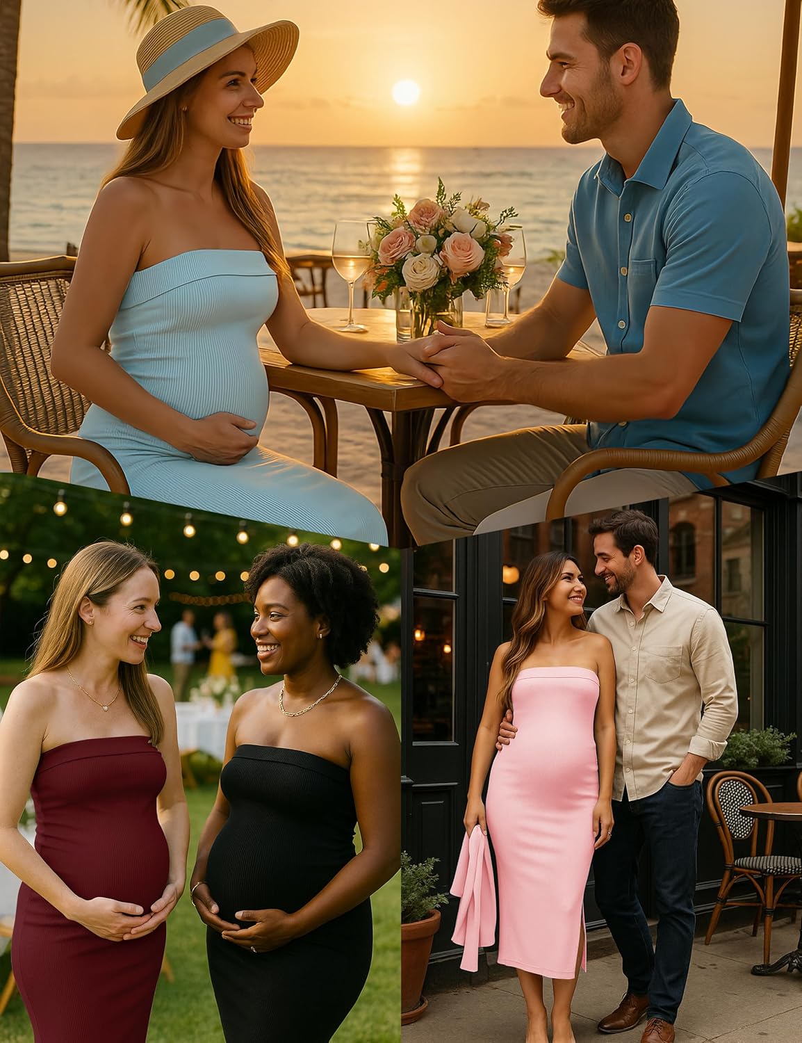 2 Piece Maternity Dress Cardigan Set, Strapless Bodycon Maxi Tube Dresses Long for Baby Shower Photoshoot Formal - Image 6