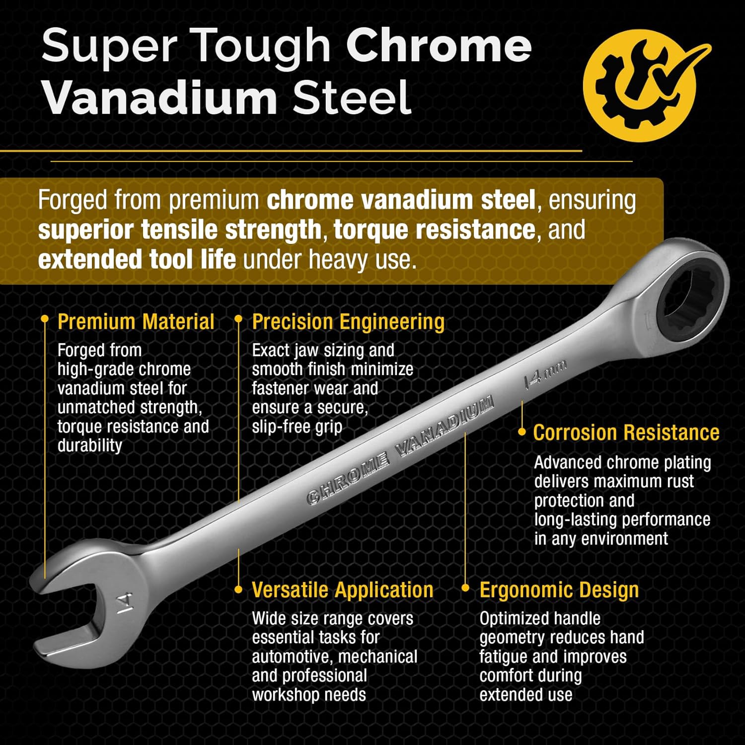 TOOLGUARDS Complete Ratcheting Wrench Set 33pcs - Metric and Standard - Combination Ratchet Wrench Set - 100% Lifetime Satisfaction Guarantee - Large