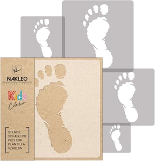 NAKLEO Painting Stencils Set for Kids, 5 Pcs Templates 3.5" to 13.4" Foot Footprint Fingers, Plastic and Reusable Drawing Stencils, Children Room Decor, Craft DIY Wall Furniture