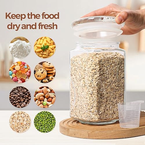 Miniatura 4 de ComSaf Tarros de vidrio de 78 onzas con tapas, recipientes grandes de almacenamiento de alimentos de vidrio de 2.4 cuartos de galón con tapas,