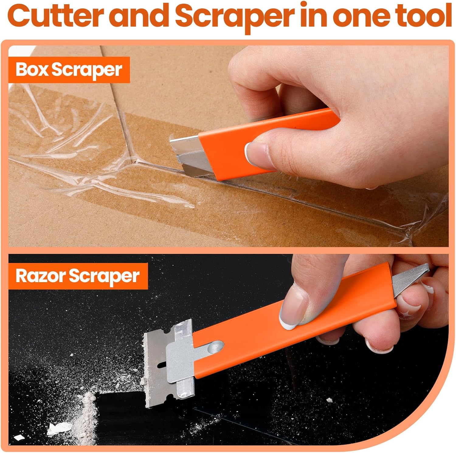 Lasnten 48 Pieces Box Cutters Bulk Retractable Cardboard Cutter Single Edge Handy Mini Box Knife Razor Blade Cutter Iron Body Utility Knife for Paper Packages Letter(Orange)