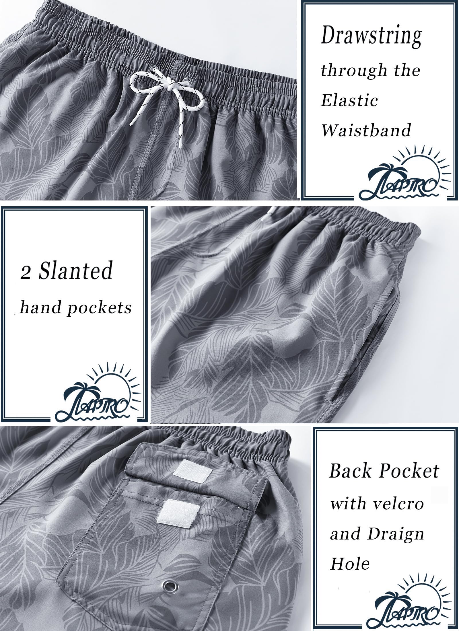APTRO Costumi Pantaloncini da Bagno Uomo Mare Surf Piscina Stampa Hawaiana Estiva Grande Asciugatura Rapida con Fodera in Rete