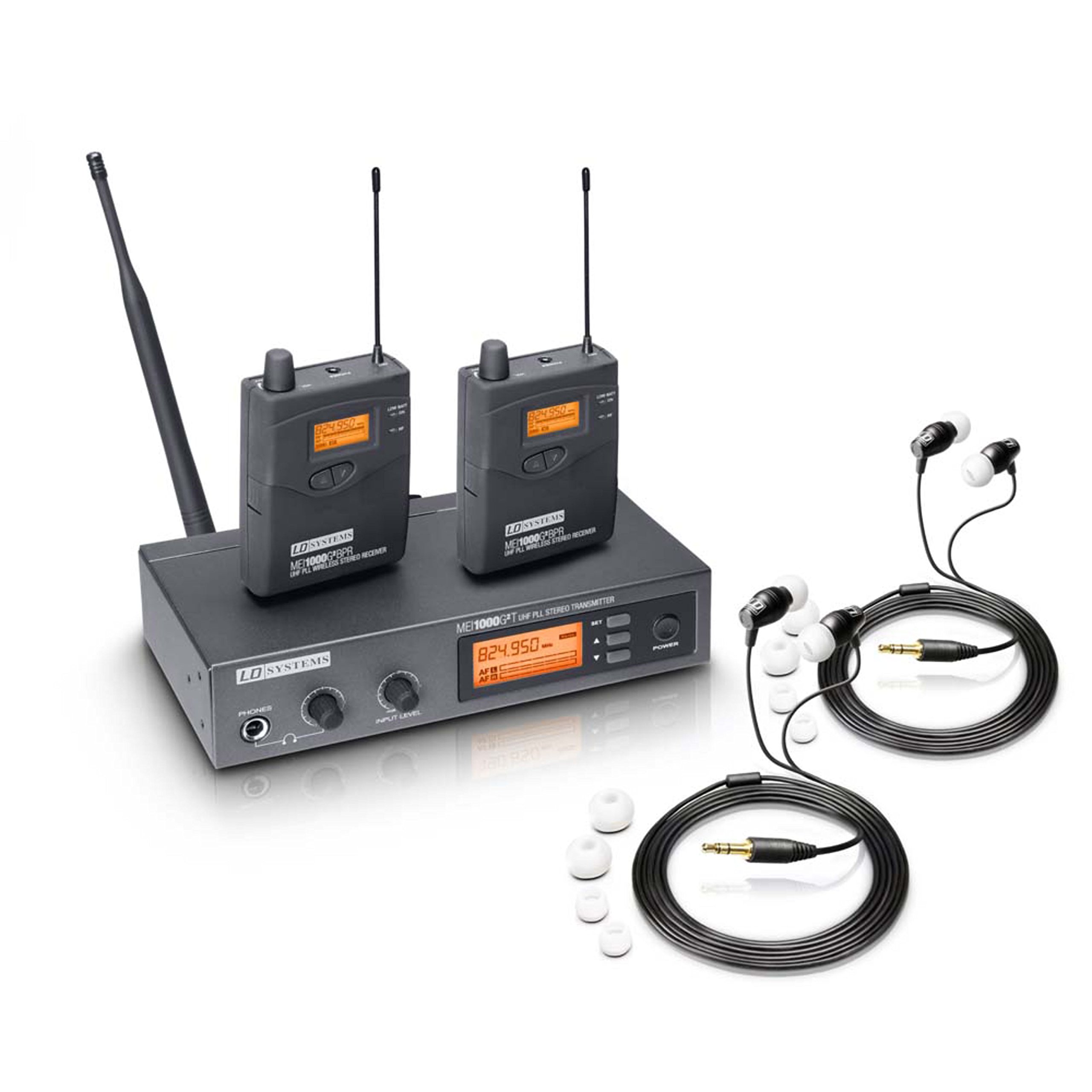 LD Systems MEI 1000 G2 Bundle - In-Ear Monitoring System drahtlos mit 2 x Belt Pack und 2 x In-Ear-Kopfhörer