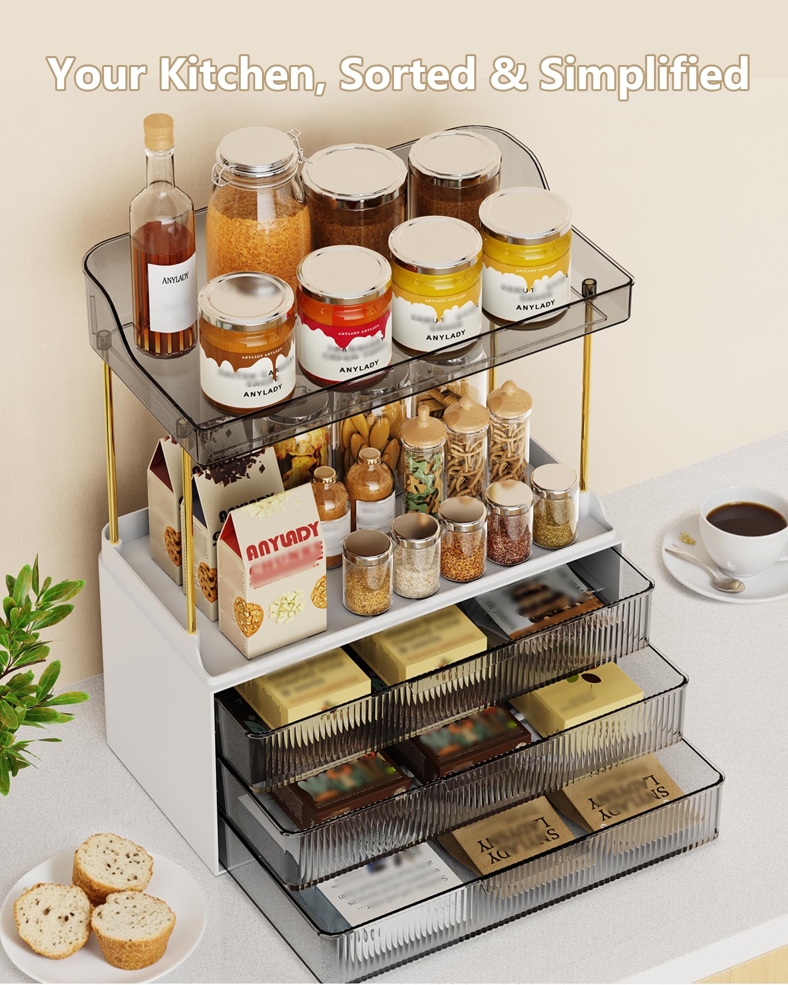 Anylady Bathroom Organizers and Storage, Makeup Organizer (Sturdy Durable Attractive), Ideal for Vanity, Countertop, Counter, Perfume, Skincare, Cabinet, Cosmetic, Dresser Organizer (Gold): black 3 Drawers