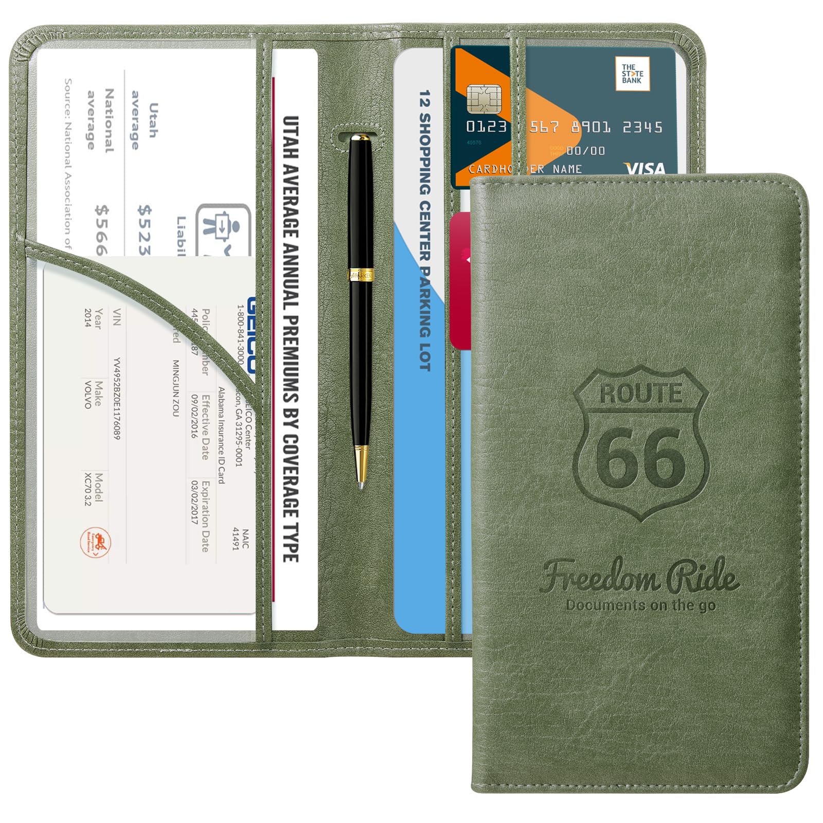 CoBak Car Registration and Insurance Holder | Vehicle Glove Box Organizer, Auto Truck Compartment Document Case with Magnetic Closure for Insurance &amp; Driver License