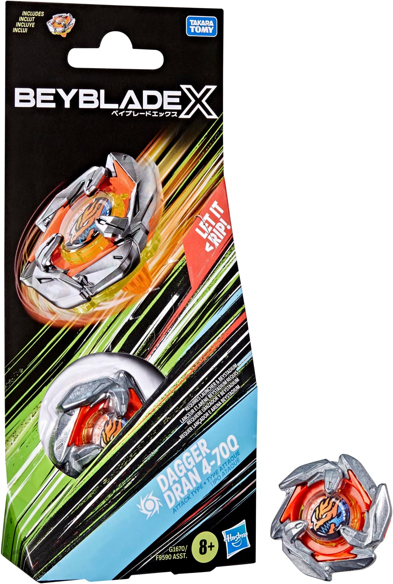 Beyblade X Dagger Dran 4-70Q Booster Pack Set with Takara Tomy Attack Type Top, Battling Tops Game Toys, Ages 8+