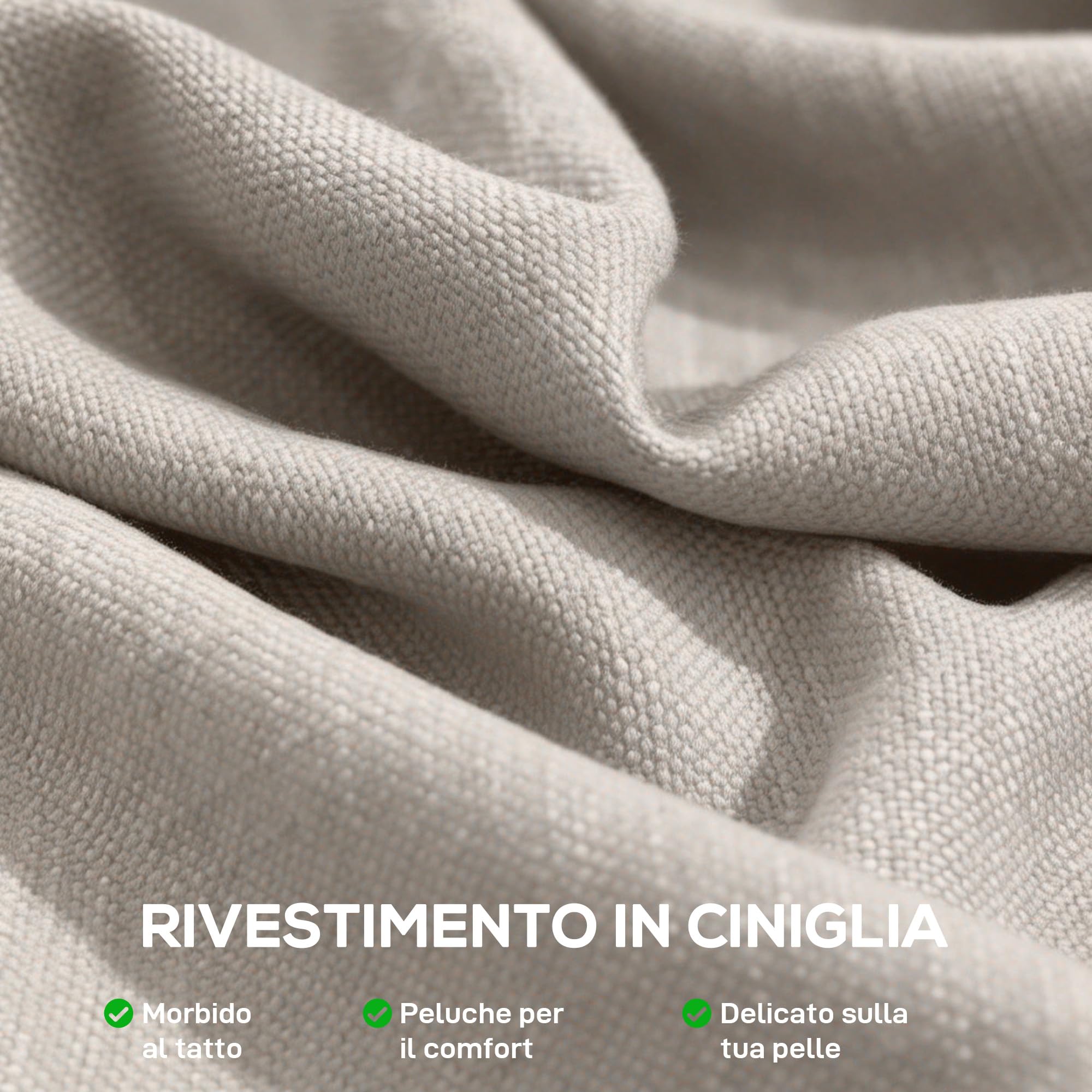 HOMCOM Poltrona Salotto Imbottito in Ciniglia con Doppie Cuciture, Poltroncina Camera da Letto Moderno con Braccioli e Gambe in Acciaio, per Soggiorno, Ufficio e Camera da Letto, 76x75x76 cm, Beige