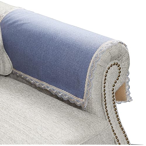 MINJIATEX Couch arm Covers,Non-Slip lace Sofa arm Covers Set of 2 Washable Sofa armrests Covers for Living Room Recliner Chair arm Cover Protectors for Leather Sofa armrest slipcover (JYS-Blue)