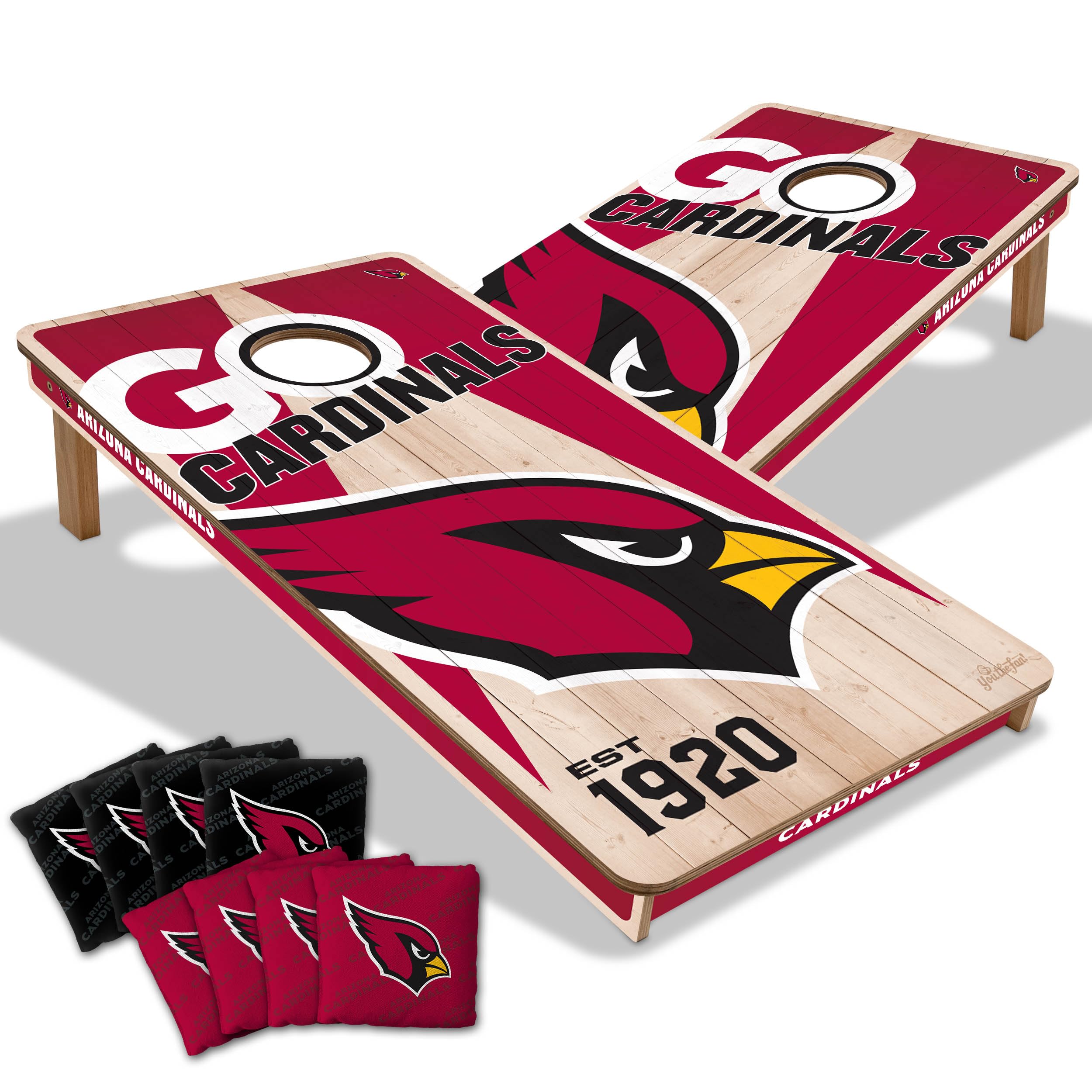 YouTheFan NFL Arizona Cardinals 2’ x 4’ Professional Wood Cornhole Game with Logo Bags