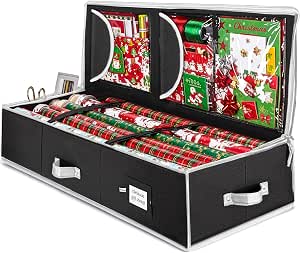 ZOBER Gift Wrapping Paper Organizer Storage - Black/White