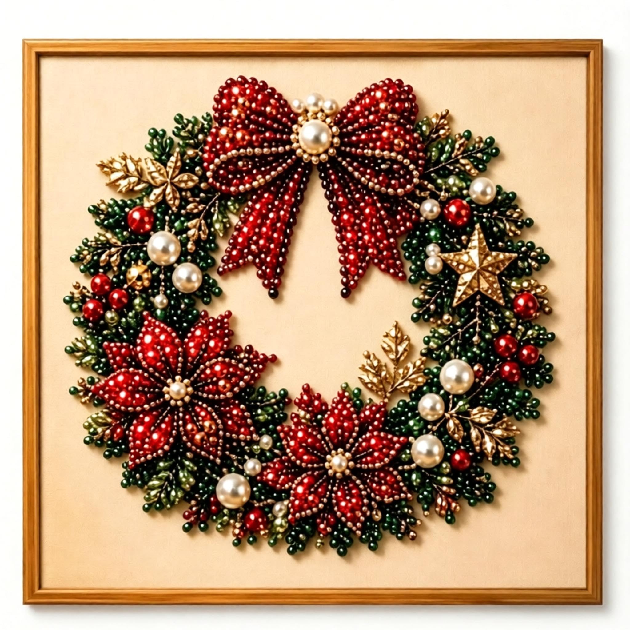 CavspkArt Christmas Pearl Diamond Art Kit with Frame, Pearl Art Kits