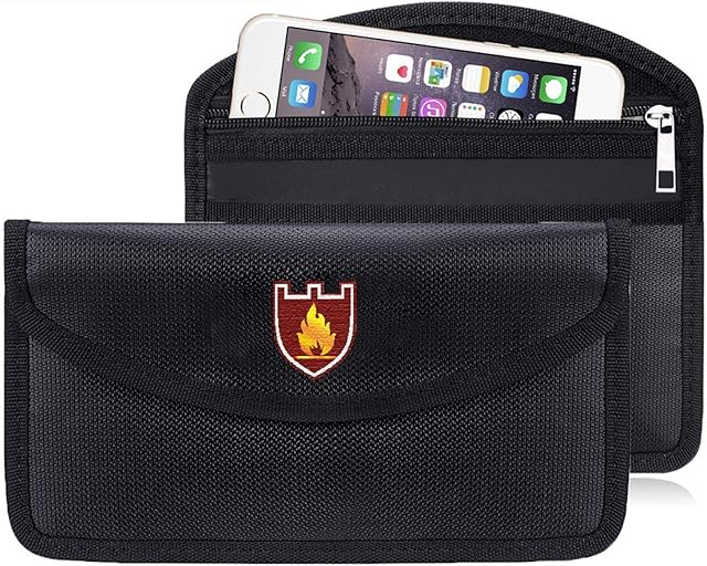 Fireproof Money Bag, 7.78''*3.93'' Waterproof and Fireproof Envelope, Small Fireproof Safe Storage Pouch for Document, Money and Cash Cards, Non-itchy Fire Resistant Pouch Dual Security Closure