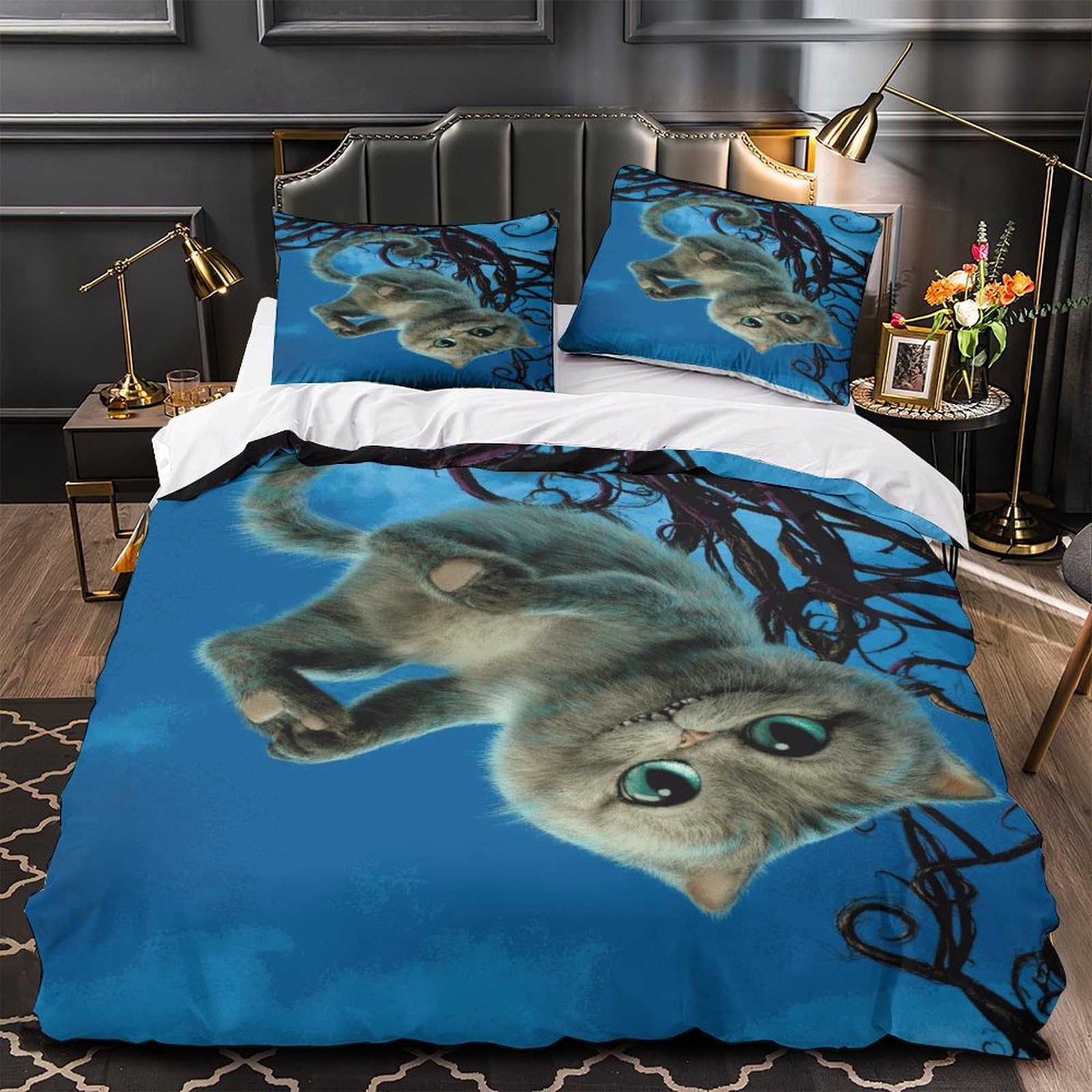 MXRMXR Cat Duvet Set Bedding 3 Piece Set Comforter Cover Easy Care Quilt Cover PillowCases with Zipper Closure Soft Microfiber for Kids Adult Teens Super King（260x220cm）