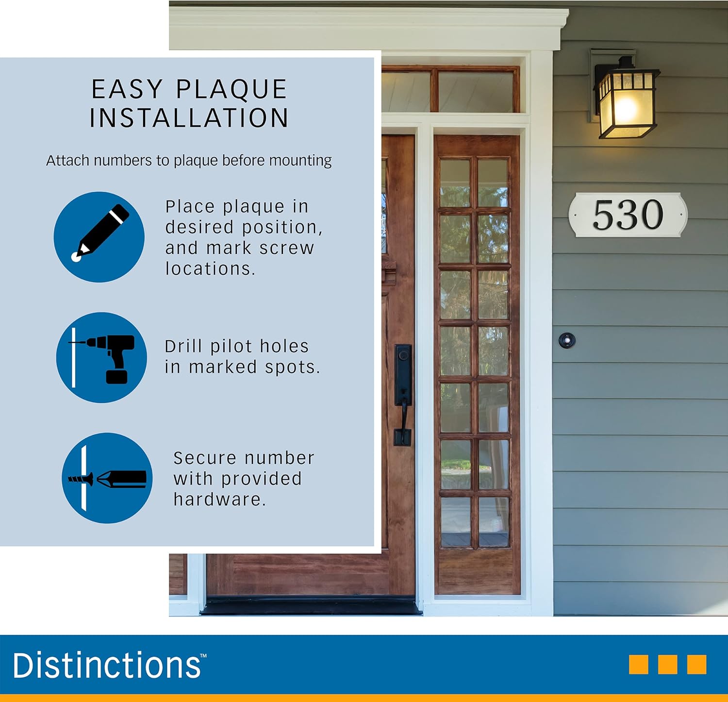 White Paintable PVC and Wood Address Plaque with Hardware