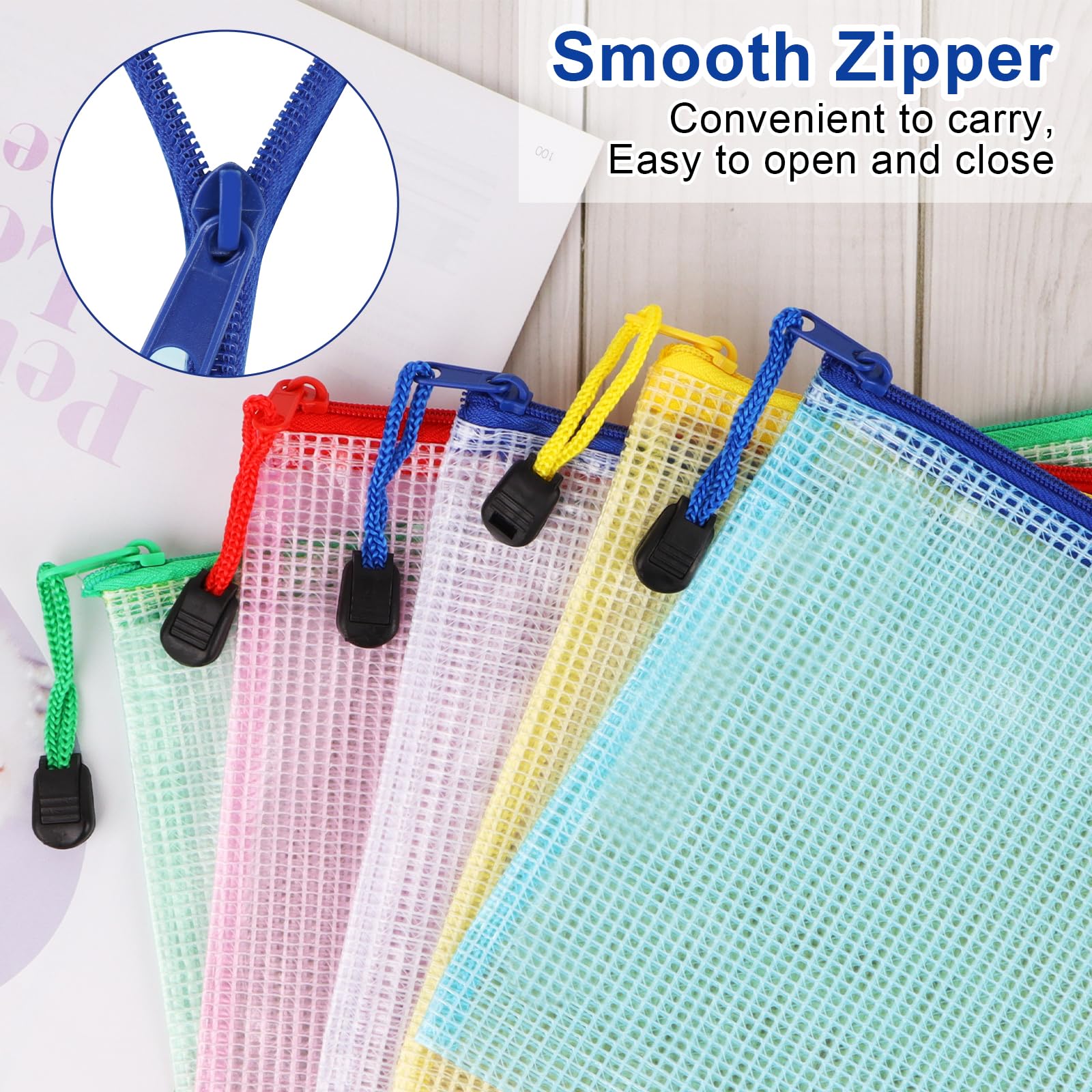 25 Piezas Bolsas de Documentos A4+A5+A6, Bolsas para Puzzles, Bolsa de Archivo de Cremallera Impermeable, Carpetas para Archivo de Plástico con Malla, Para Documentos, Cosméticos y Accesorios de Viaje