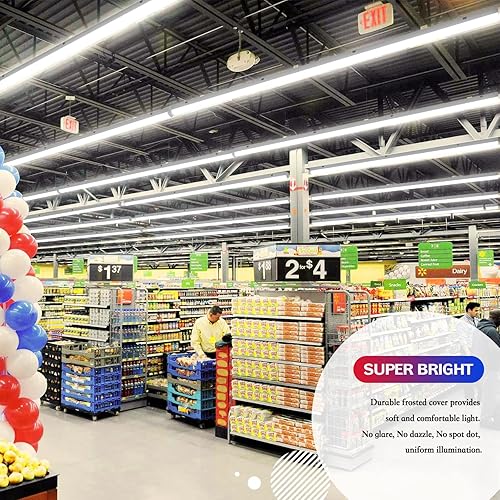 Miniatura 5 de AntLux Luz LED de tienda de 8 pies, tira de luz LED de 110 W equivalente a 6 lámparas fluorescentes F32T8, lámpara de techo comercial compacta de 8