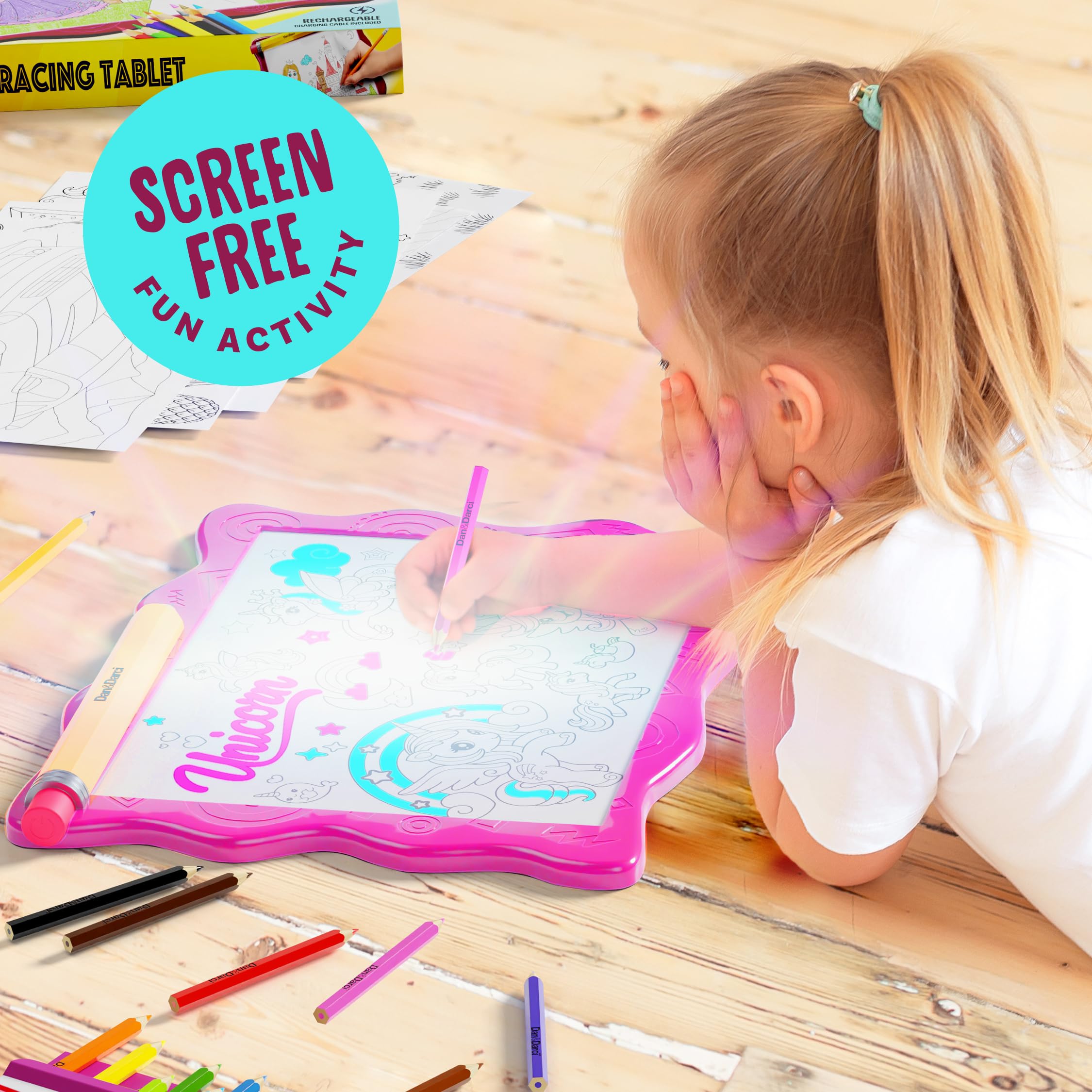 Almohadilla de trazado iluminada para niños – Tabla de trazador de dibujo para artes y manualidades, kit de manualidades para niñas y niños de 6 a 12 años – Juguetes de cumpleaños, ideas de 5