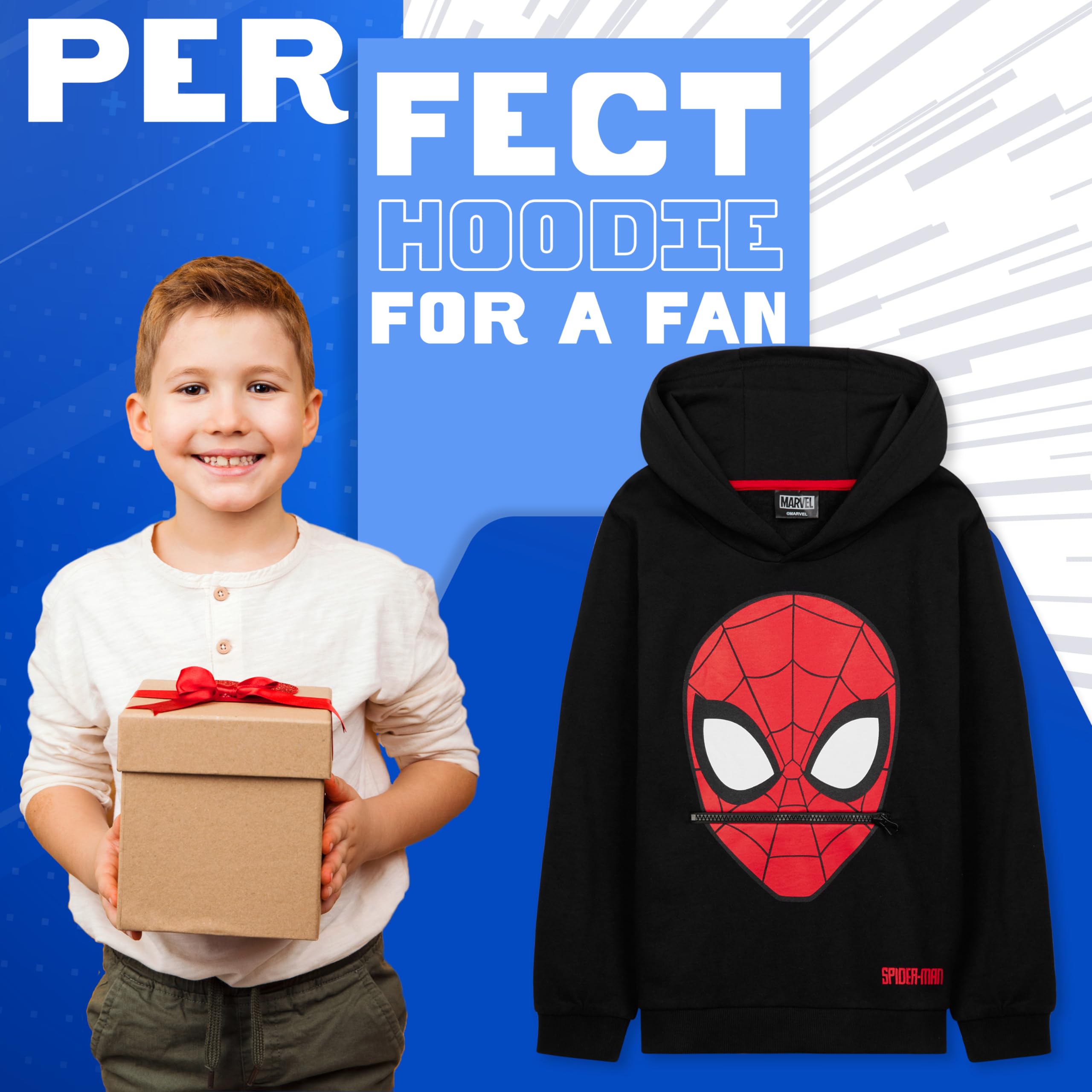 Marvel Chłopięca bluza z kapturem - Spiderman bluza z kapturem ciepła miękka odzież rekreacyjna odzież sportowa pulower 3-12 lat - prezenty dla chłopców