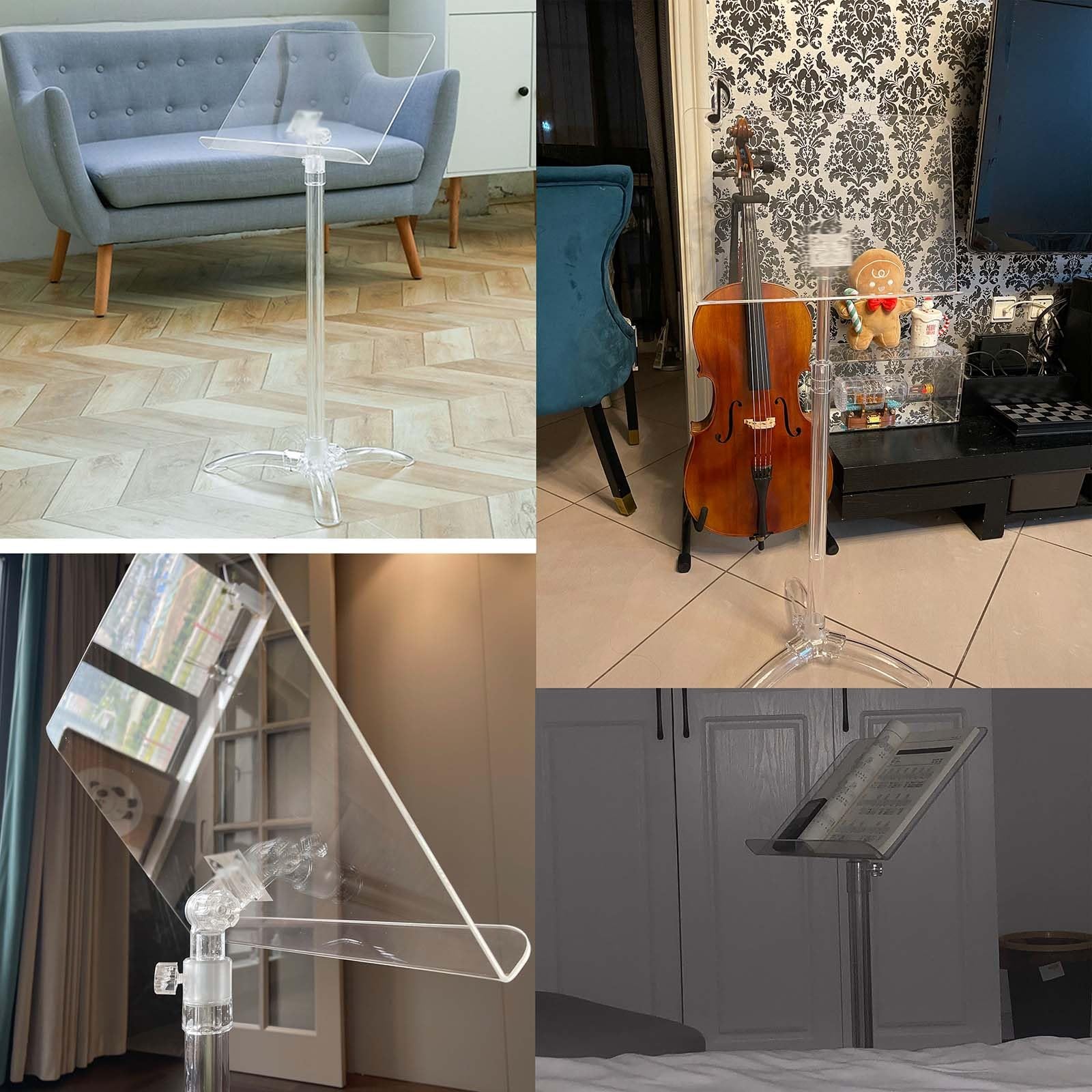 Leggio portatile, altezza regolabile, podio acrilico per esibizioni, lezioni e presentazioni, design universale per vari strumenti musicali