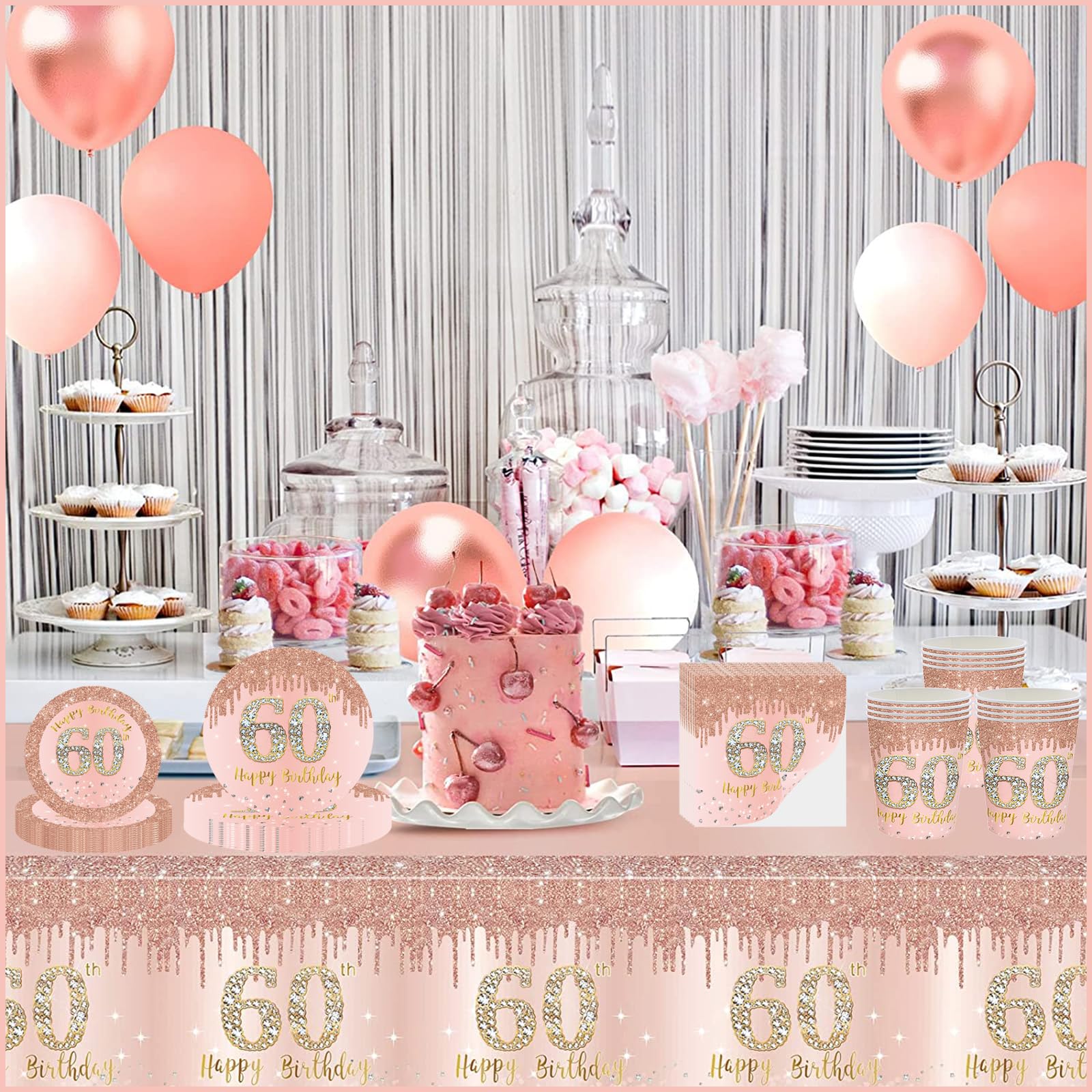 Serviettes En Papier Or Rose 60 Pièces - 33x33 Cm, Jetables | Pour Anniversaire, Mariage, Fête Élégante