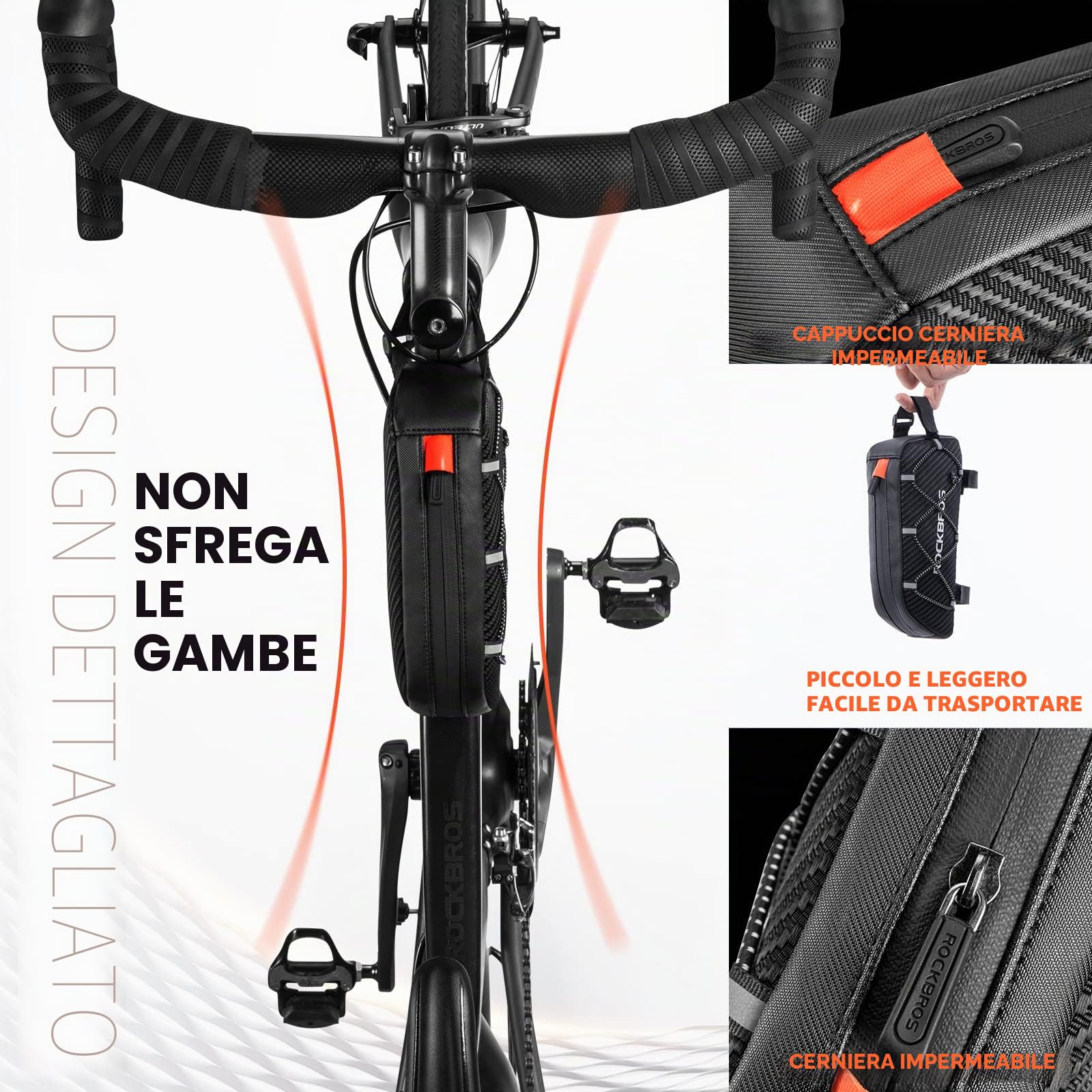 ROCKBROS Borsa Telaio Bici 1L MTB Bicicletta da Corsa Bici Elettrica