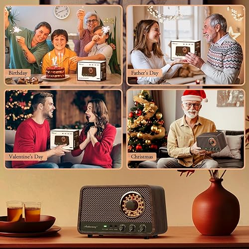 Miniatura 9 de Radio Bluetooth AM FM de madera vintage con enchufe en la pared, radio de altavoz Bluetooth retro con entrada auxiliar conector para auriculares
