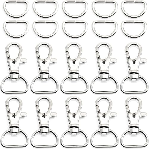 Miniatura 10 de CRAFTMEMORE Ganchos giratorios con cierre de mosquetón clásicos con anillos en D para correa de bolso, cordón de cuero, 10 juegos CSD1 (34 pulgadas,