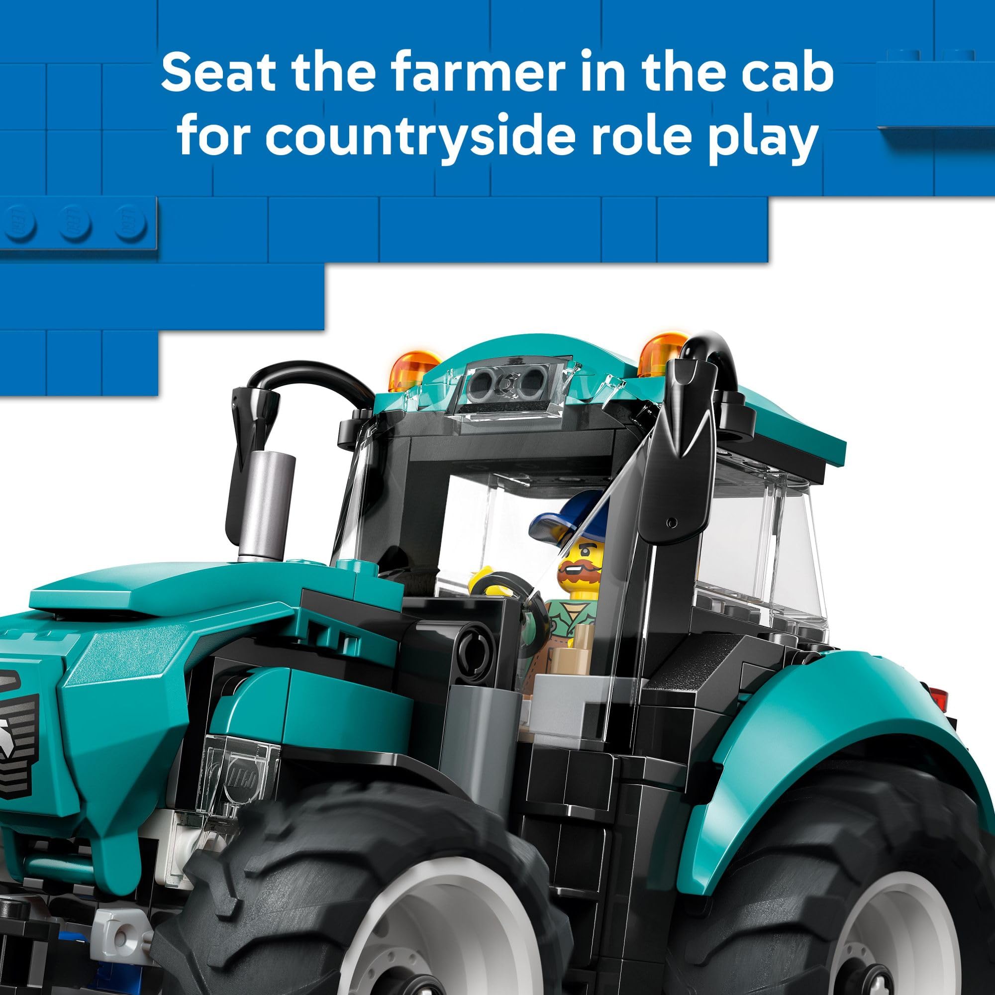 LEGO City Tractor Building Toy for Kids - Pretend Play Farm Vehicle for Boys & Girls, Ages 7+ - Tractor Toy W/Farmer Minifigure - Gift Idea for Birthdays - 60498