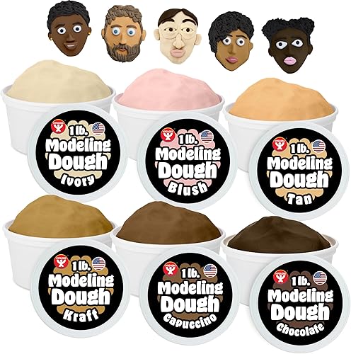 Hygloss Play - Masa de modelado para niños, tonos de piel multiculturales, masa sensorial segura y no tóxica para artes y manualidades, arcilla de