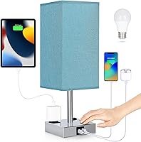 Vista 11 de Soilsiu - Lámpara de mesa para dormitorio, lámpara táctil pequeña con puertos de carga USB C+A y salidas de CA, lámpara de mesita de noche regulable