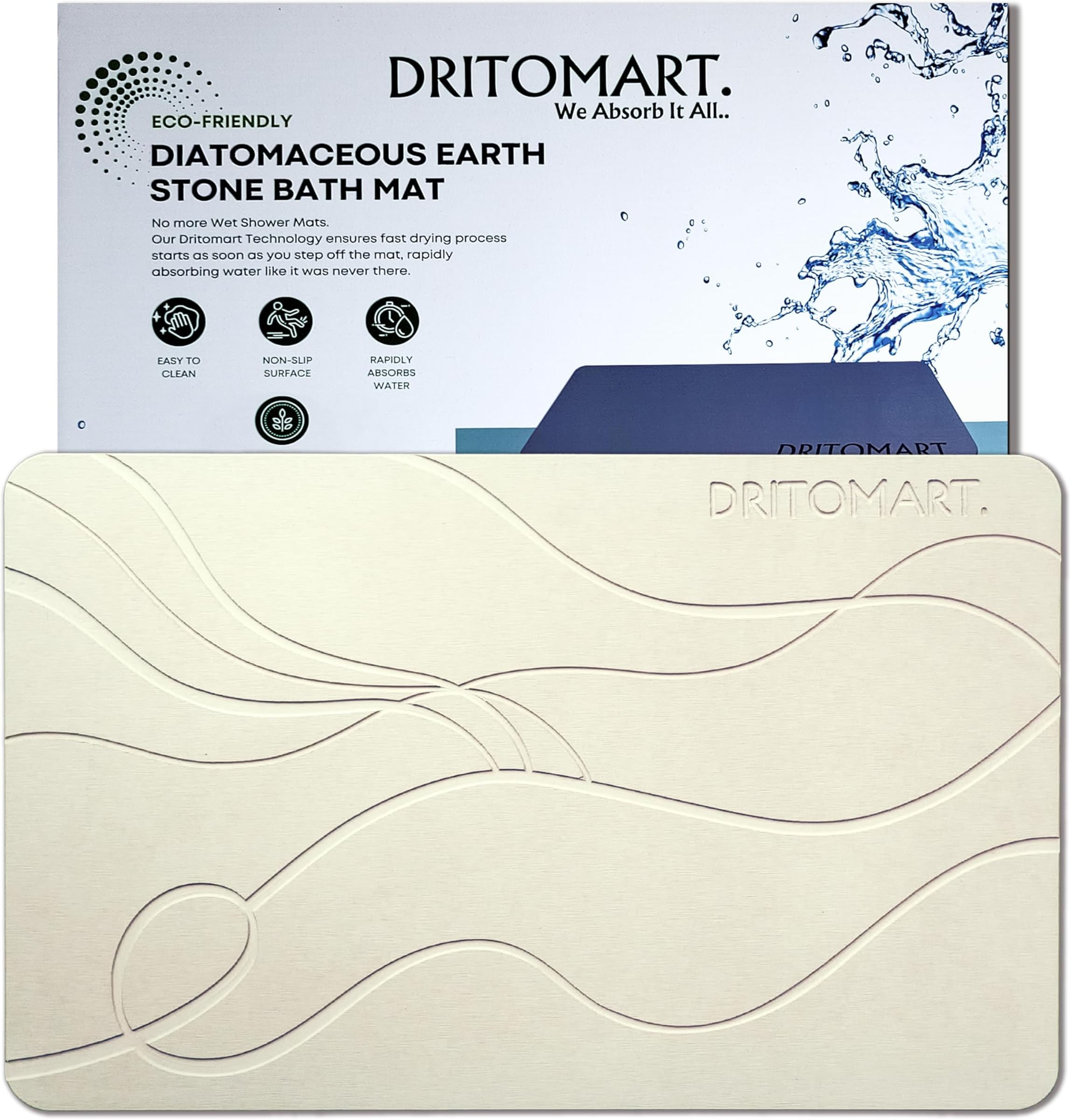 Amazon.com: Stone Bath Mat Diatomaceous Earth Bath Mat Non-Slip Super Absorbent Stone Bath Mats ...