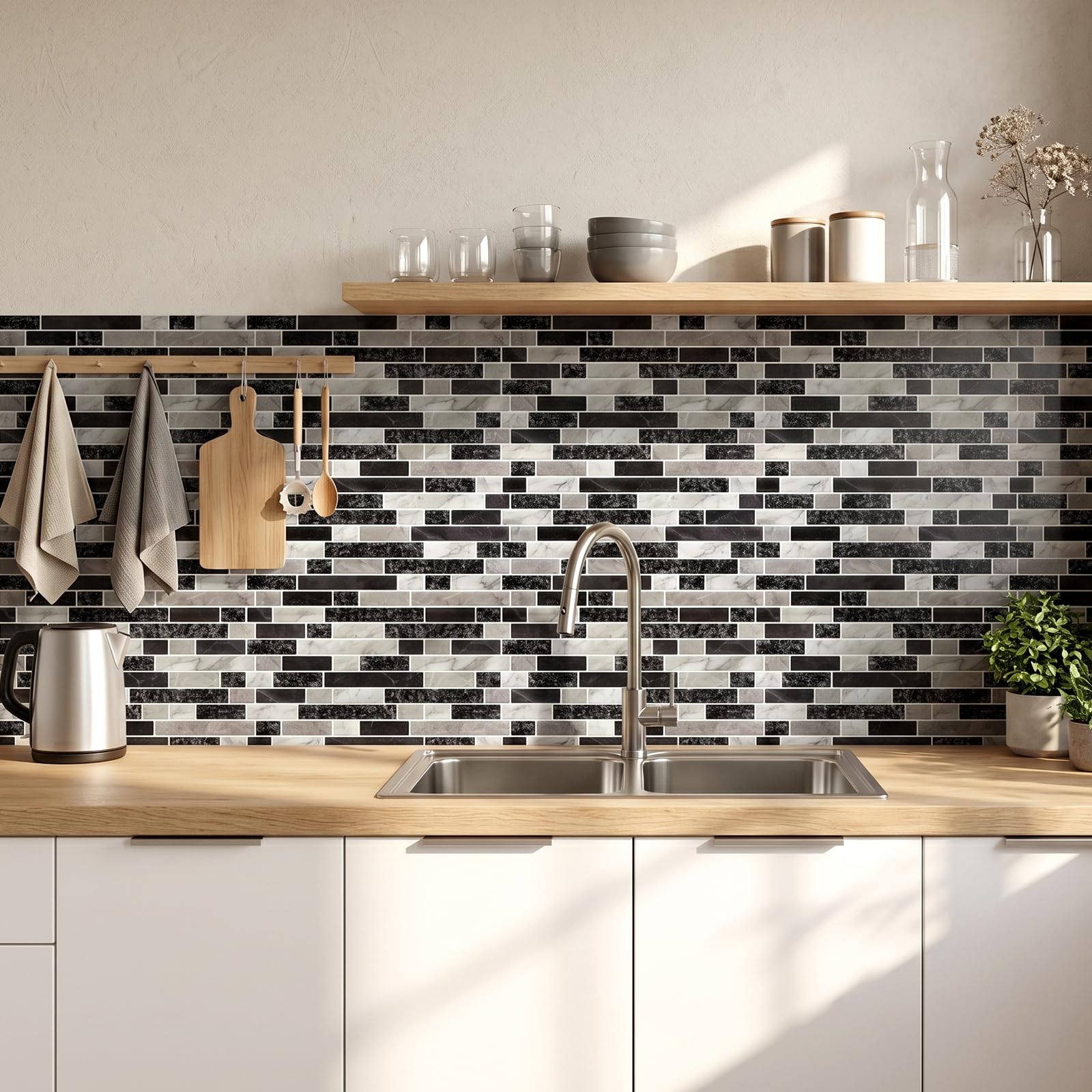 Adesivi per piastrelle, 10 pezzi, 30,5 x 30,5 cm, piastrelle adesive 3D per cucina e bagno, in vinile, pellicola per piastrelle da bagno e cucina, paraspruzzi (marrone, 10 pezzi)