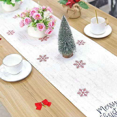 Miniatura 5 de Camino de mesa de Navidad, camino de mesa de camión rojo de 13 x 72 pulgadas para decoraciones de Navidad, decoración de mesa de comedor de cocina