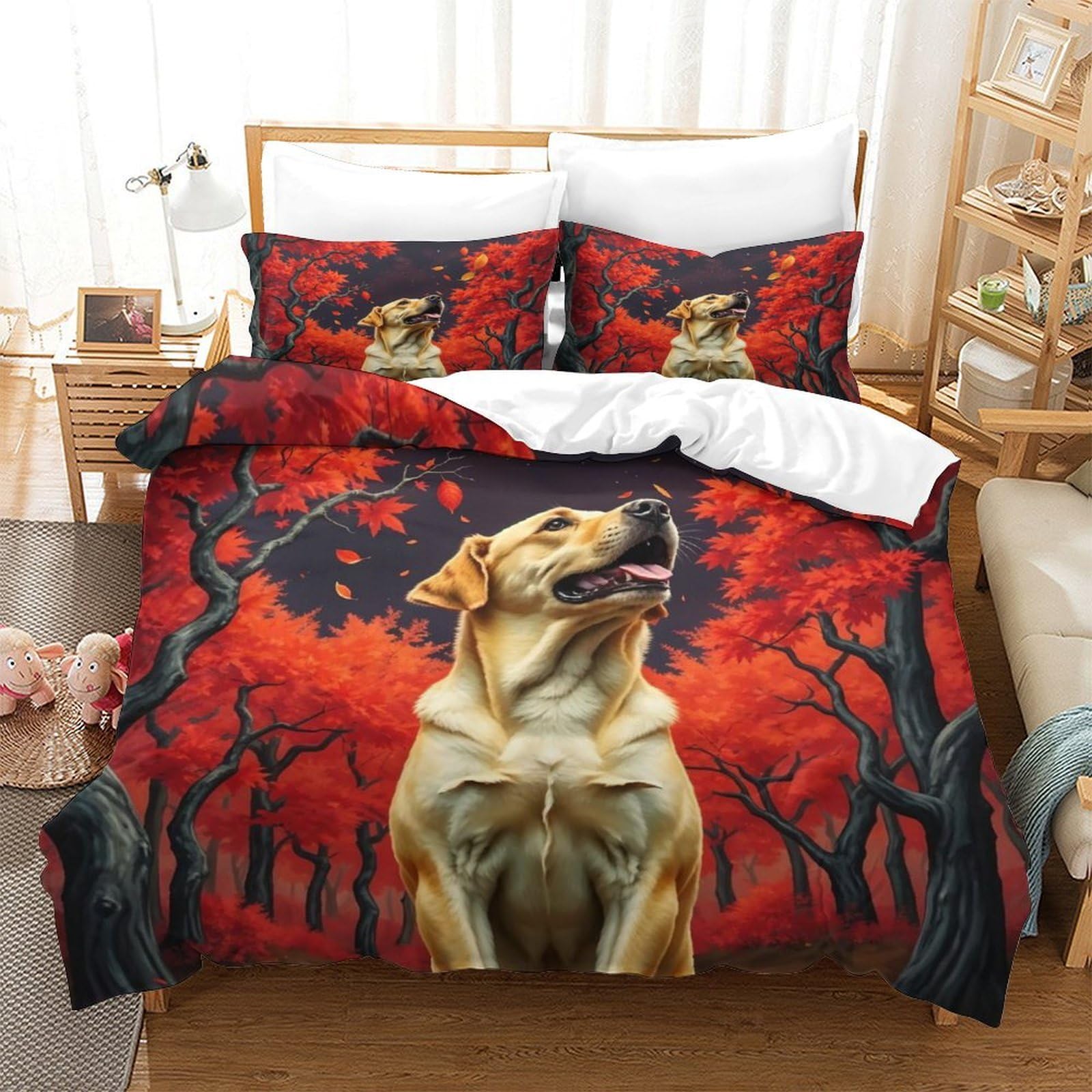 Qtivarlen Style-10 The Labrador Retriever Duvet Cover 3 Pcs With Pillowcases Bedding Microfiber With Zipper Closure Ultrasoft Stylish Comforter Double（200X200cm）