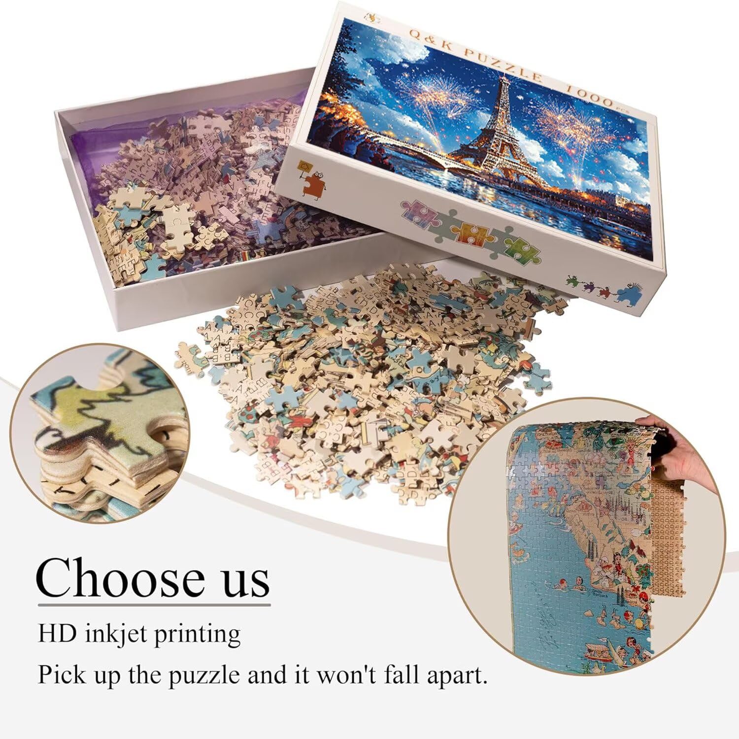Puzzle in Legno per Adulti 3000 Pezzi | Torre Eiffel| Giocattoli Educativi | Puzzle Adulti E Famiglie Decor | Dimensione Di 122x80cm | Regalo Adultis | Regali Natale (Formato: 48.8x32in) o-3