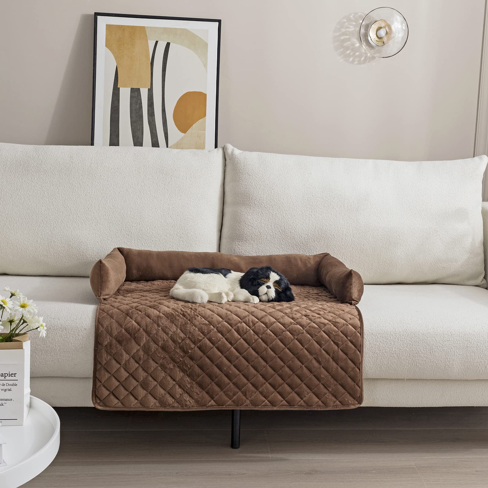 OKYUK Letto per cani, Letto per cani lavabile a mano, Cestino per cani, Coperta per cani, Divano per cani, Copridivano, Super morbido antiscivolo, Cane di taglia grande（75 x120cm,caffe）