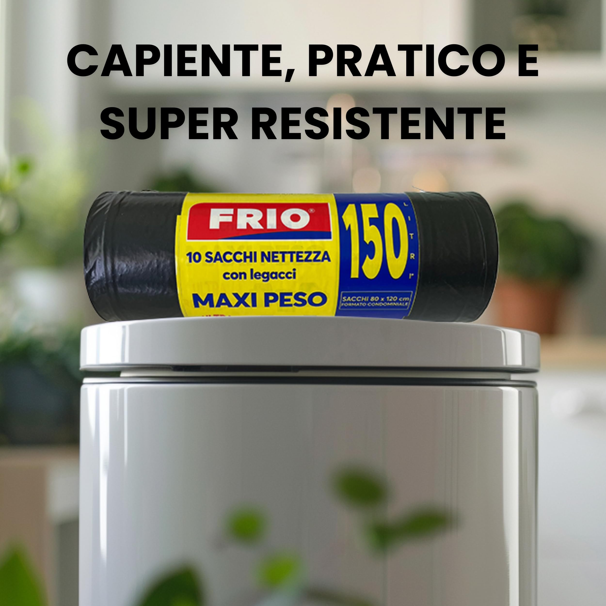 FORID Sacchetti Spazzatura Compostabili 55 Litri (13 Galloni), 80 Pezzi, Da Amido Vegetale, Forti E Inodori, Per Cucina E Casa