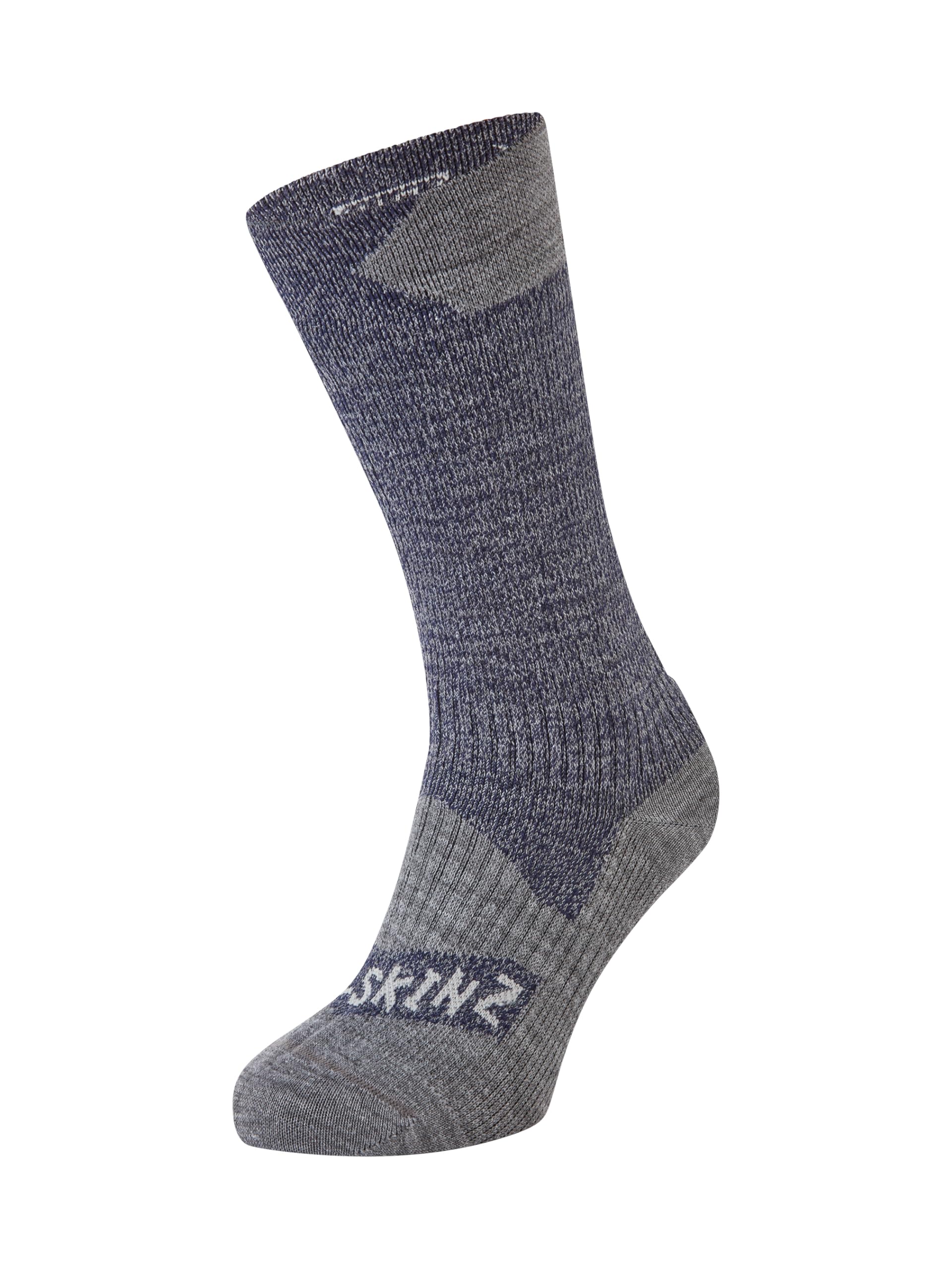 SEALSKINZ Unisex Waterproof All Weather Mid Length Sock, Black/Grey Marl, Small