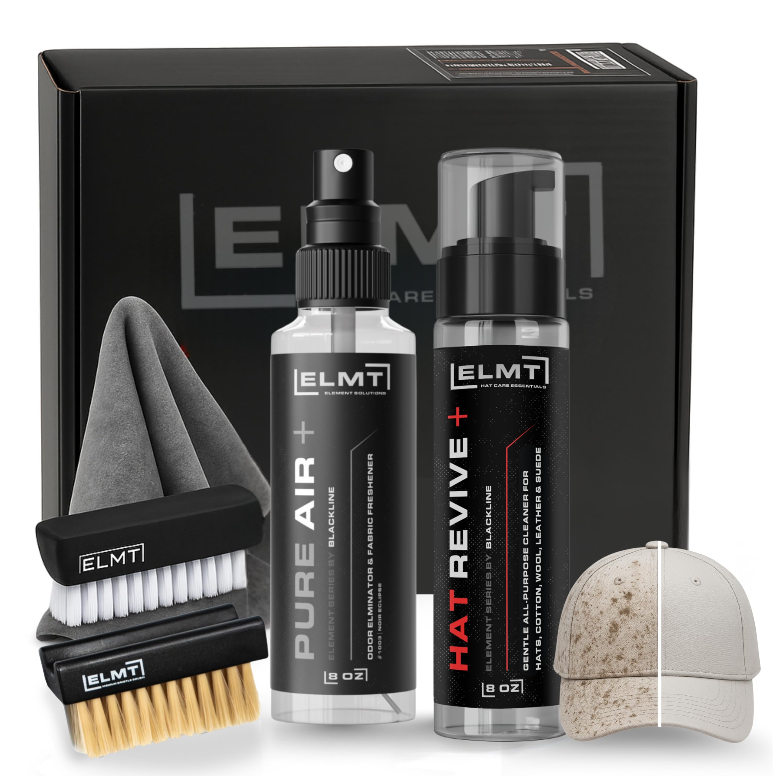 Sponsored Ad - ELMT Hat Cleaning Kit — Quick-drying, US-Made, Cleans 50+ Hats — Hat Cleaner for Baseball Caps of all Materials Cotton, Wool, Leather, Felt and more (8oz Solution, Deodorizer, Towel & Brush)