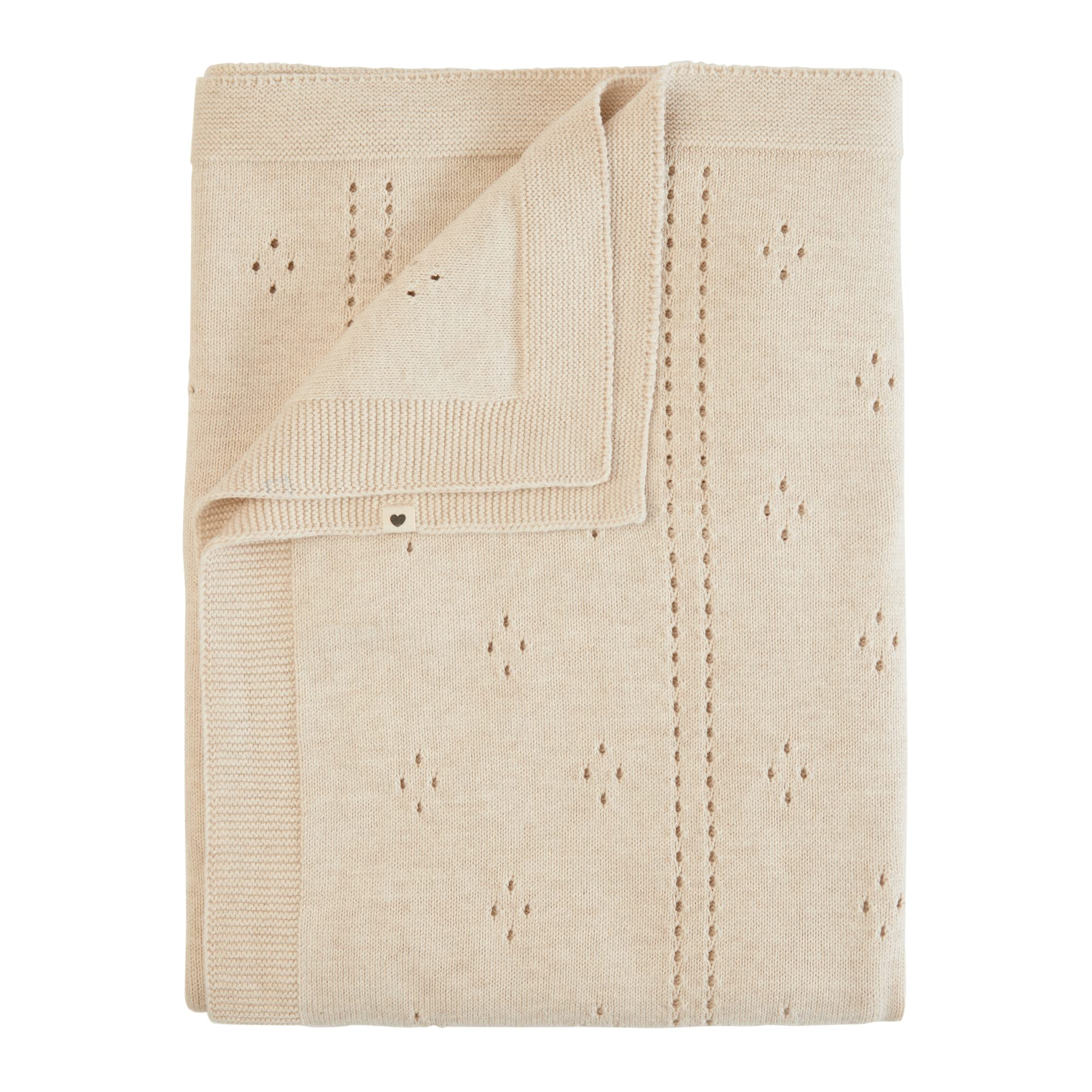Kocyk dzianinowy BIBS Pointelle, 100% organicznej bawełny, 70x100 cm, mięciutki kocyk niemowlęcy, 100% bawełna organiczna. Wyprodukowano w Danii Pointelle/Ivory