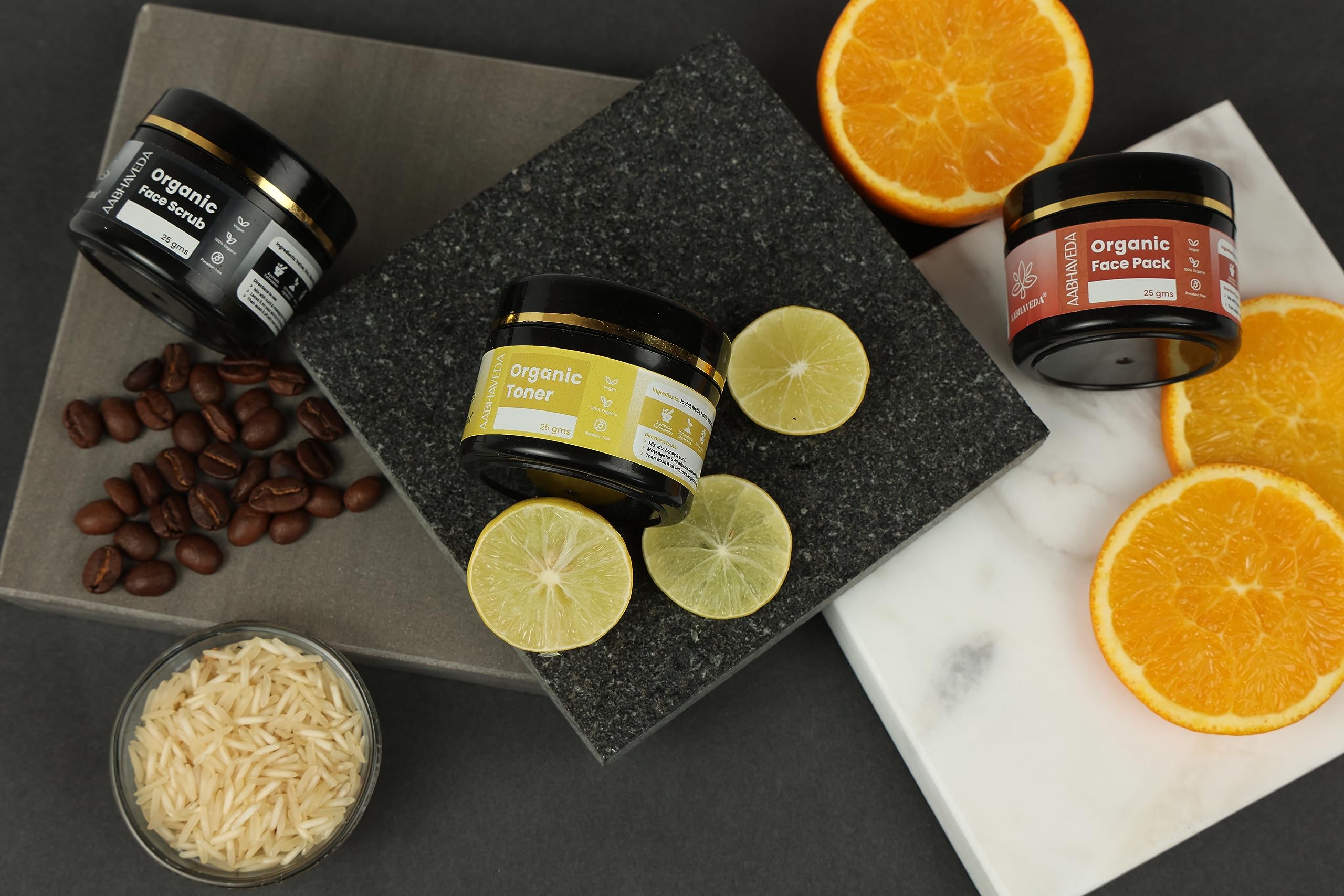 AabhaVeda Herbal Facecare Kit - Rejuvenate | Nourish | Transform | Organic Scrub | Toner | Face Pack 3