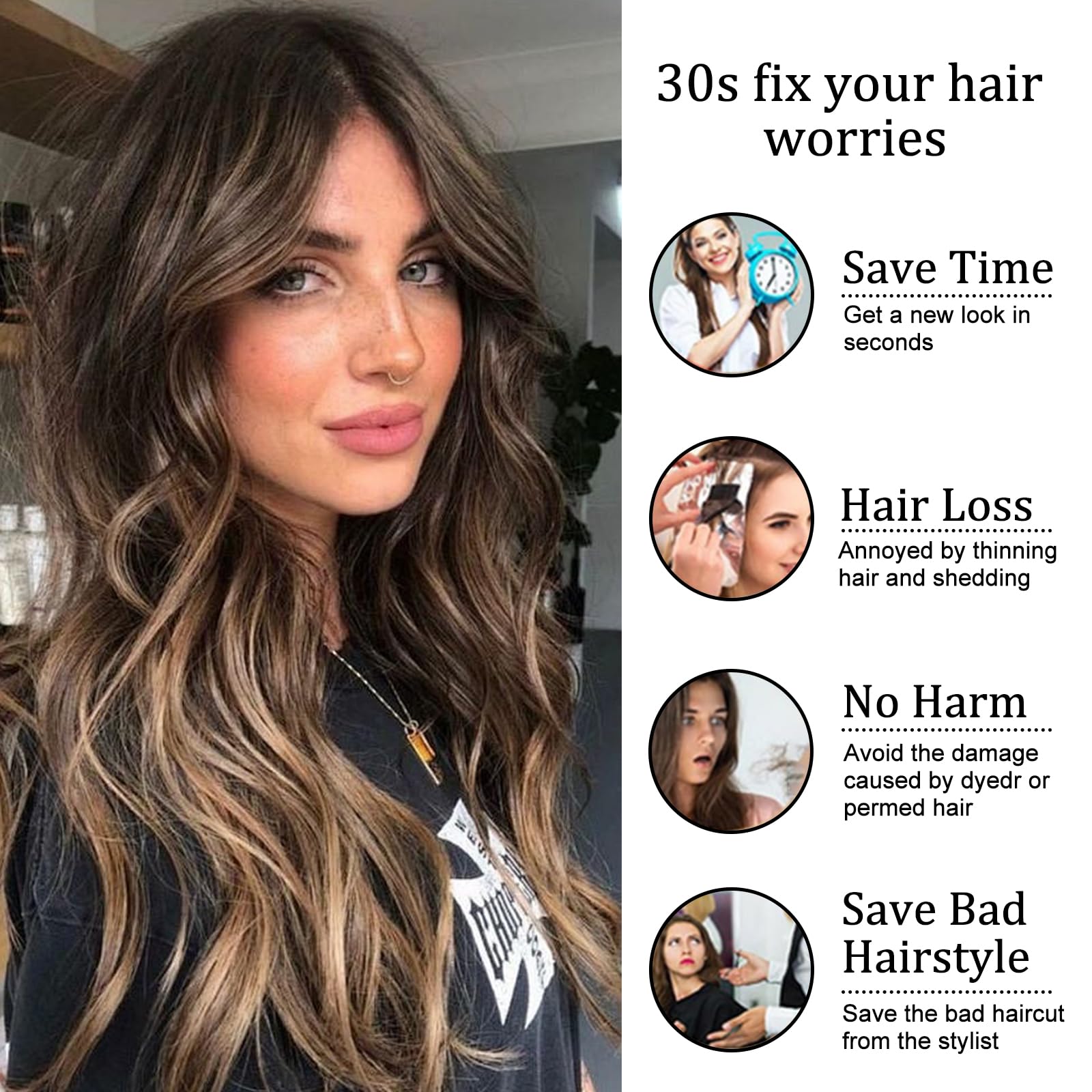 DKDDSSS Long Ombre Brown Wig for Women 24 Inch Natural Wavy Daily Hair - Image 3